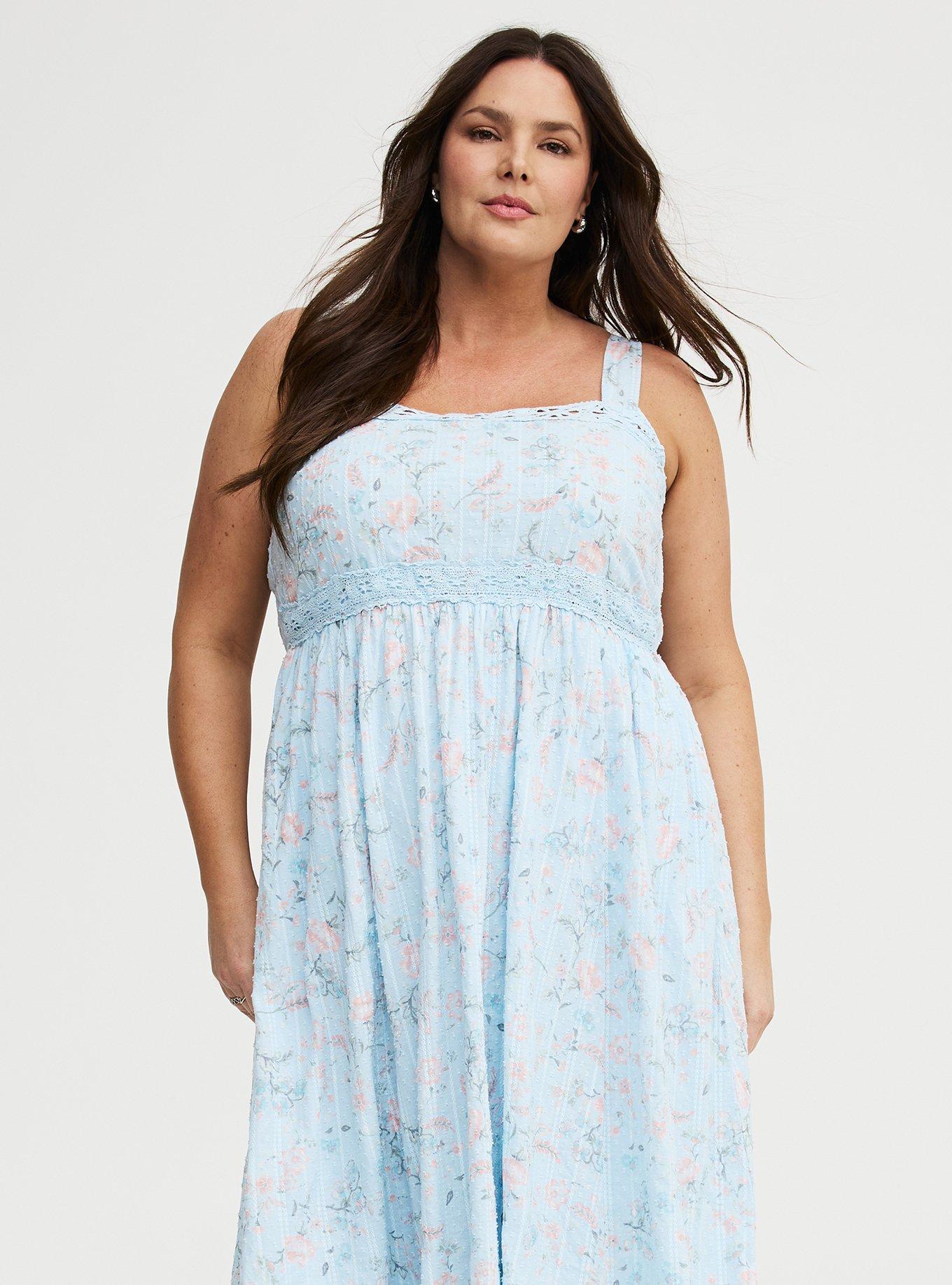 Square Neck Tea Length Dress, TENDER JACOBEAN BLUE, alternate