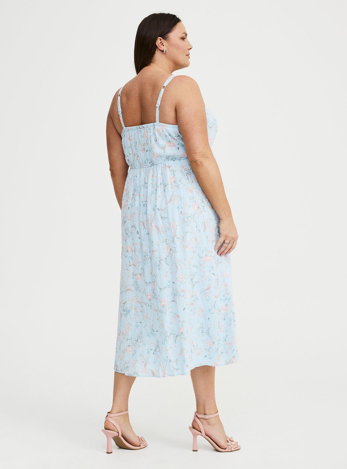 Square Neck Tea Length Dress, TENDER JACOBEAN BLUE, alternate