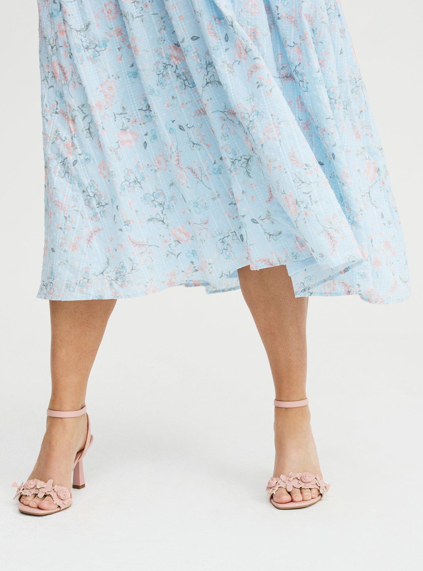 Square Neck Tea Length Dress, TENDER JACOBEAN BLUE, alternate