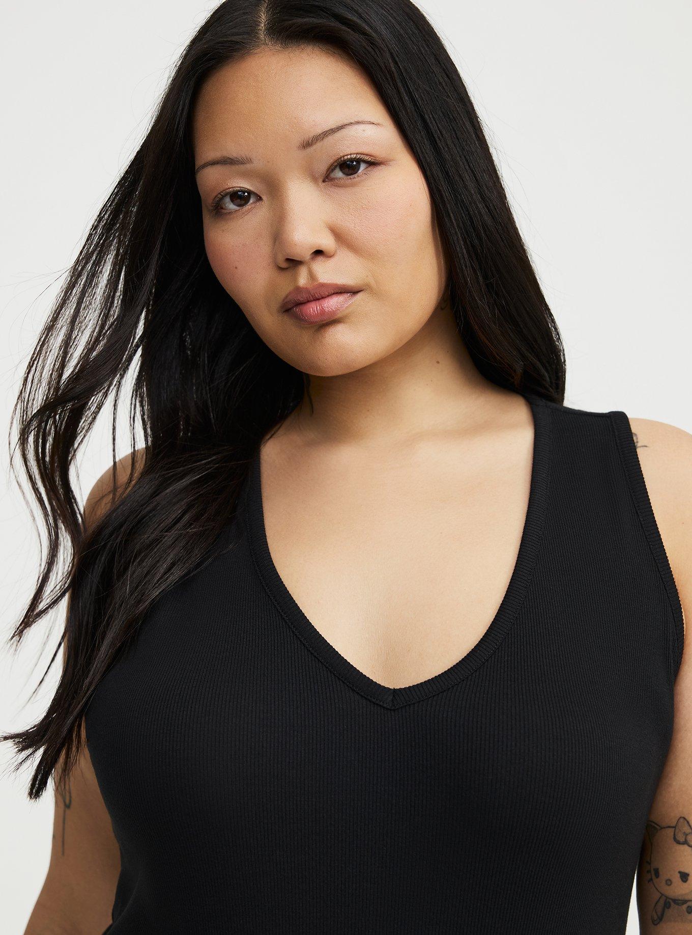 Ribbed V-Neck Maxi Dress, DEEP BLACK, alternate