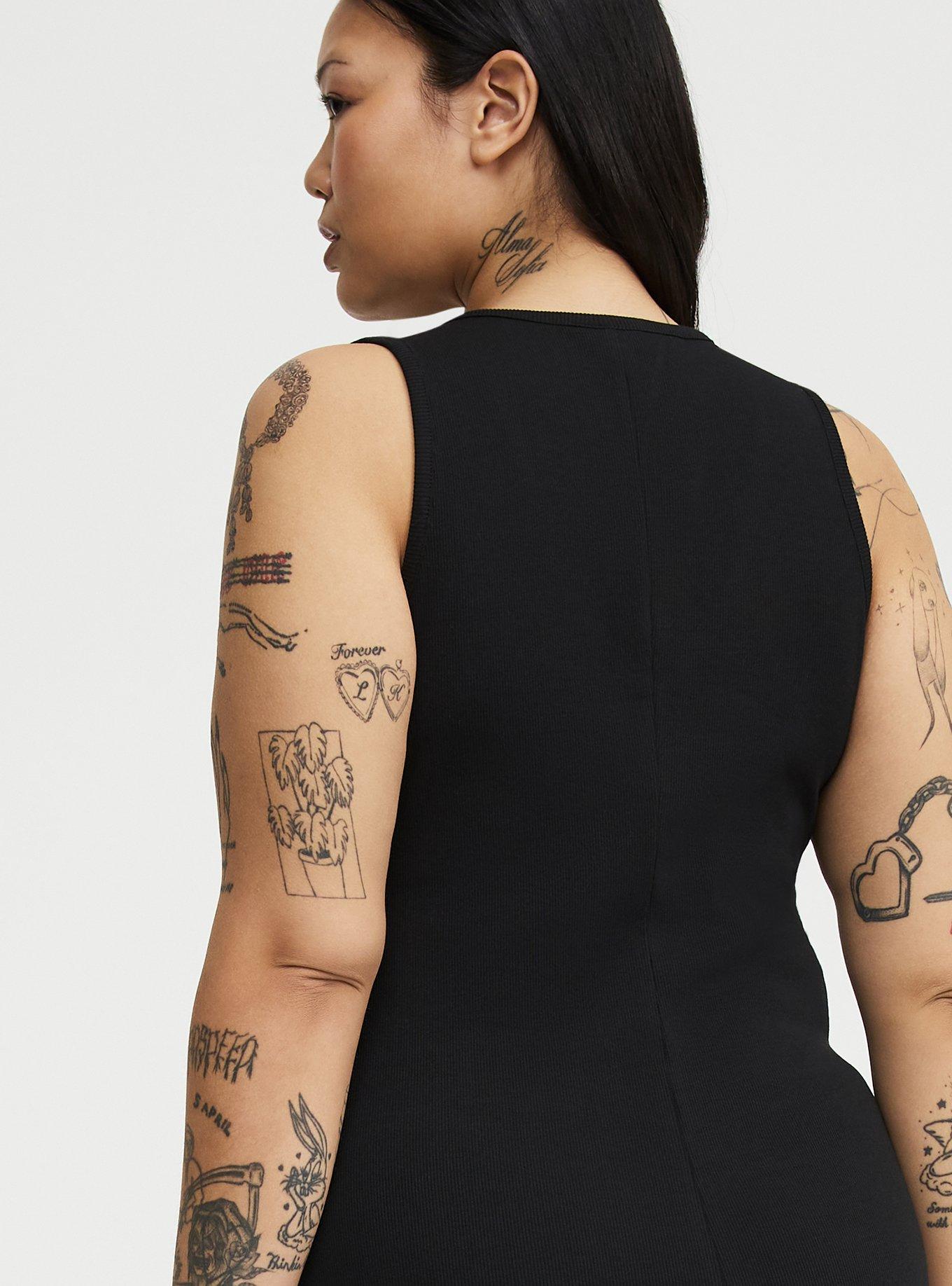 Ribbed V-Neck Maxi Dress, DEEP BLACK, alternate