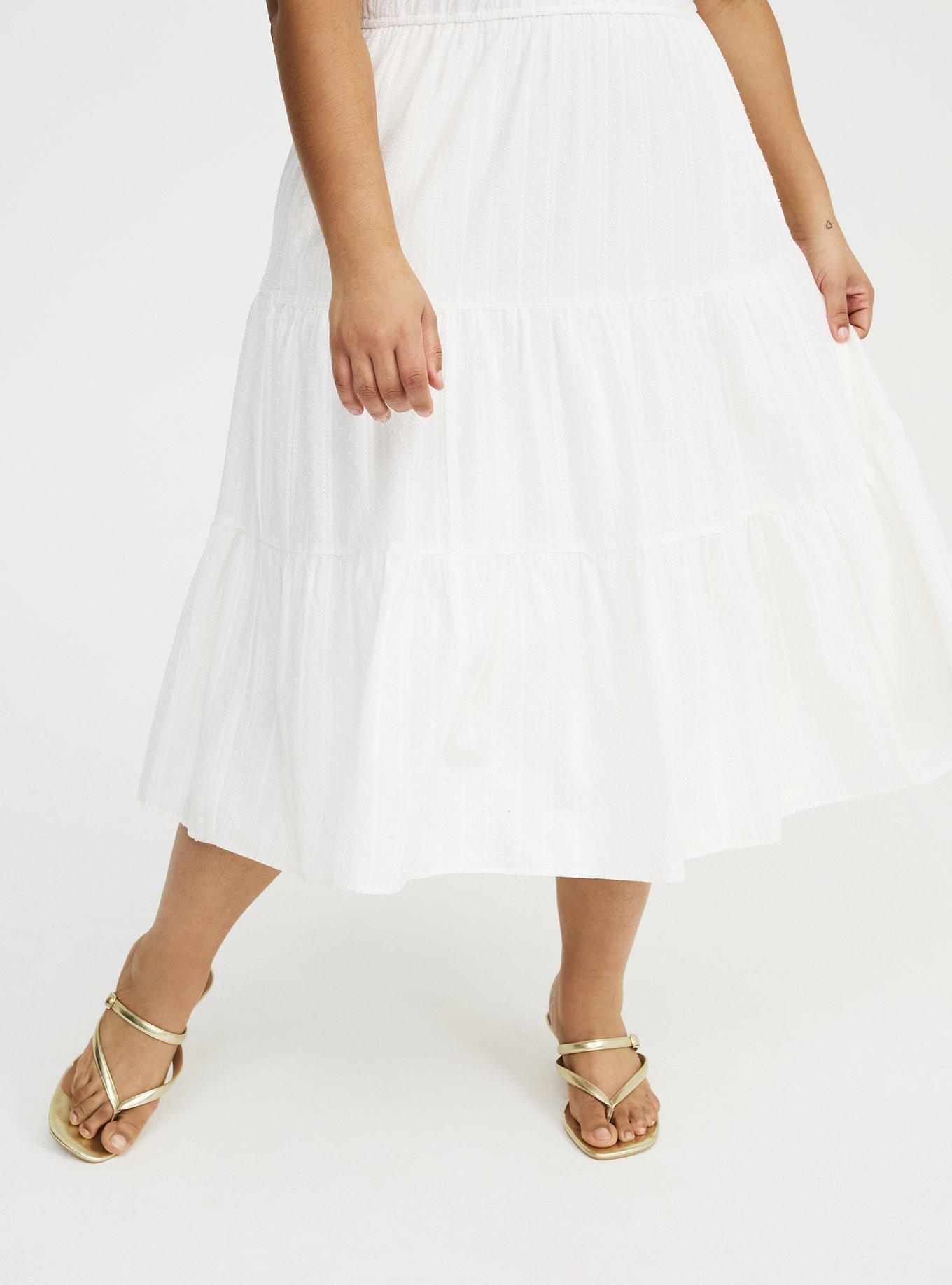 V-Neck Tea Length Dress, CLOUD DANCER, alternate