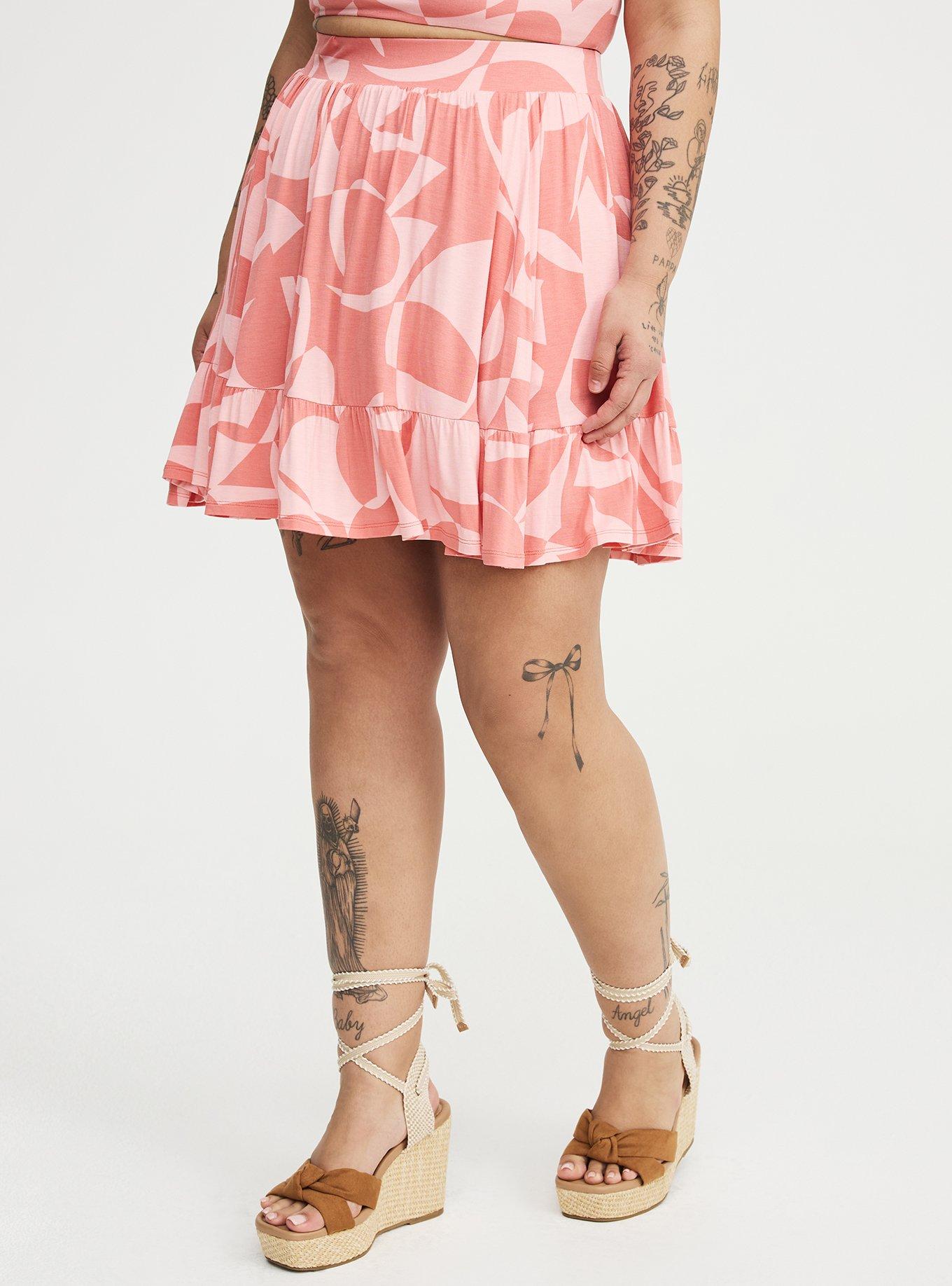 Super Soft Crop Top & Mini Skirt Set, CALI GEO CORAL, alternate