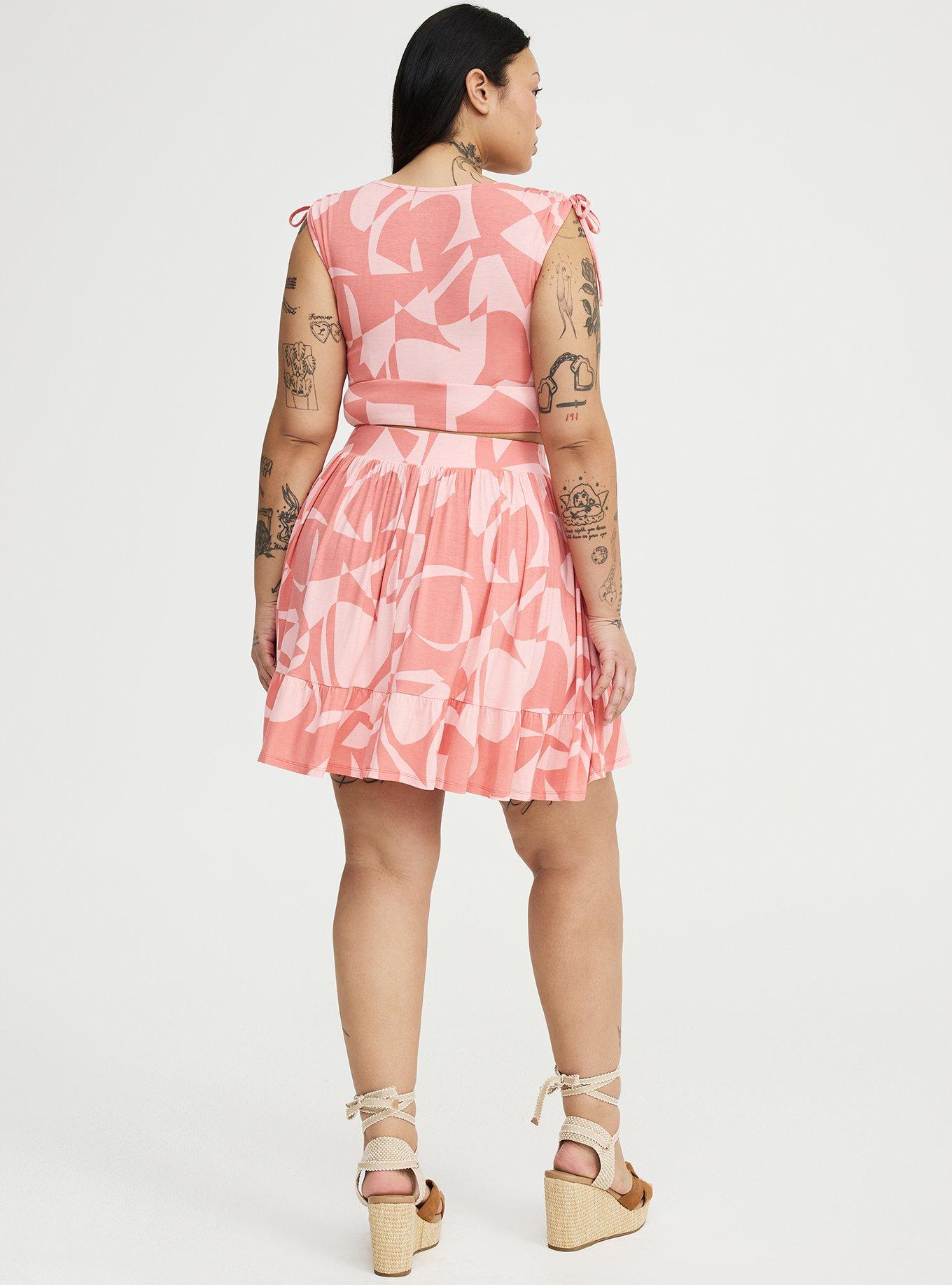 Super Soft Crop Top & Mini Skirt Set, CALI GEO CORAL, alternate