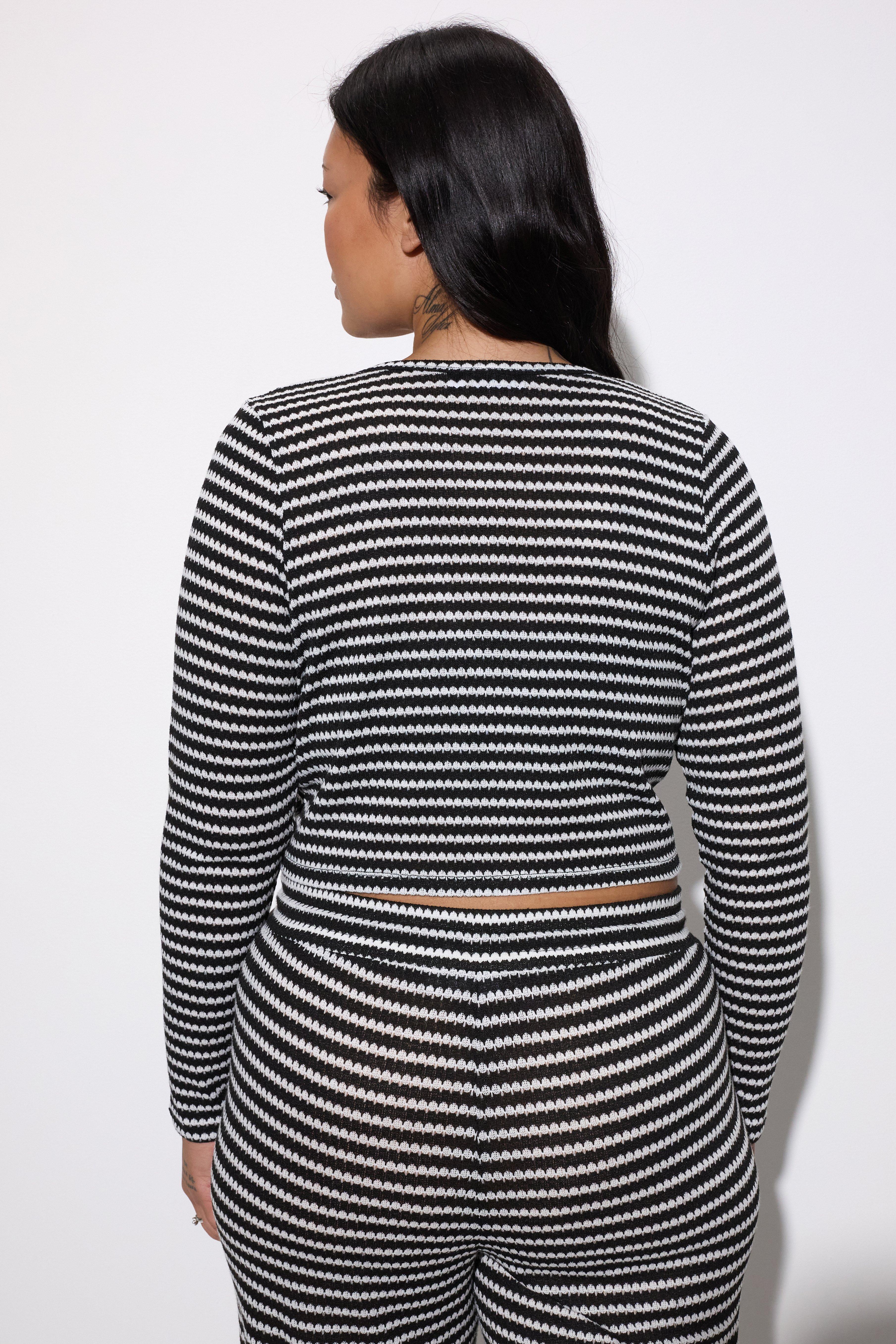 LoveSick Flyaway Jacquard Cardigan, LOVESICK KNIT STRIPE BLACK WHITE, alternate