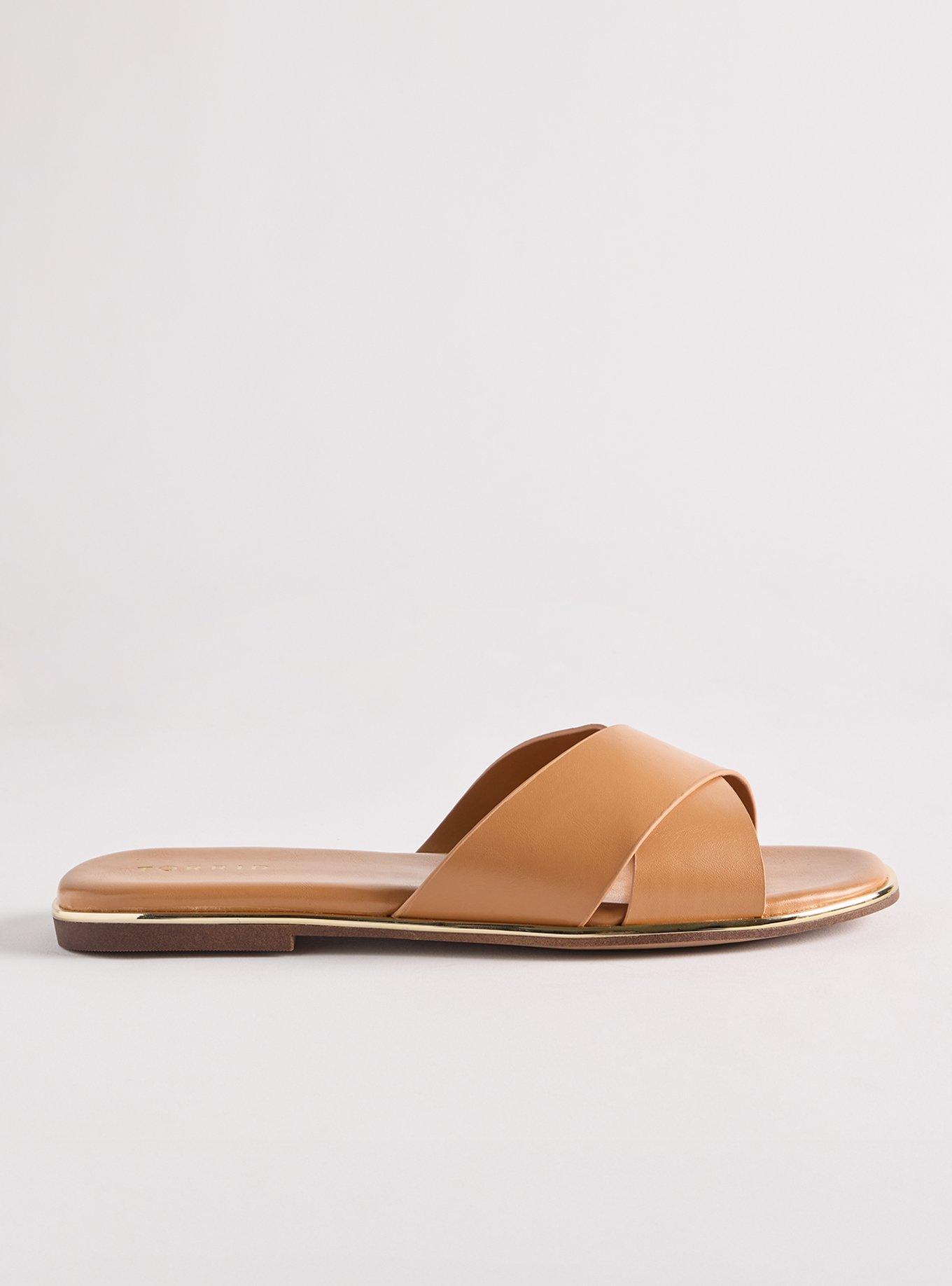 Criss-Cross Metal Trim Slide (WW), COGNAC, alternate
