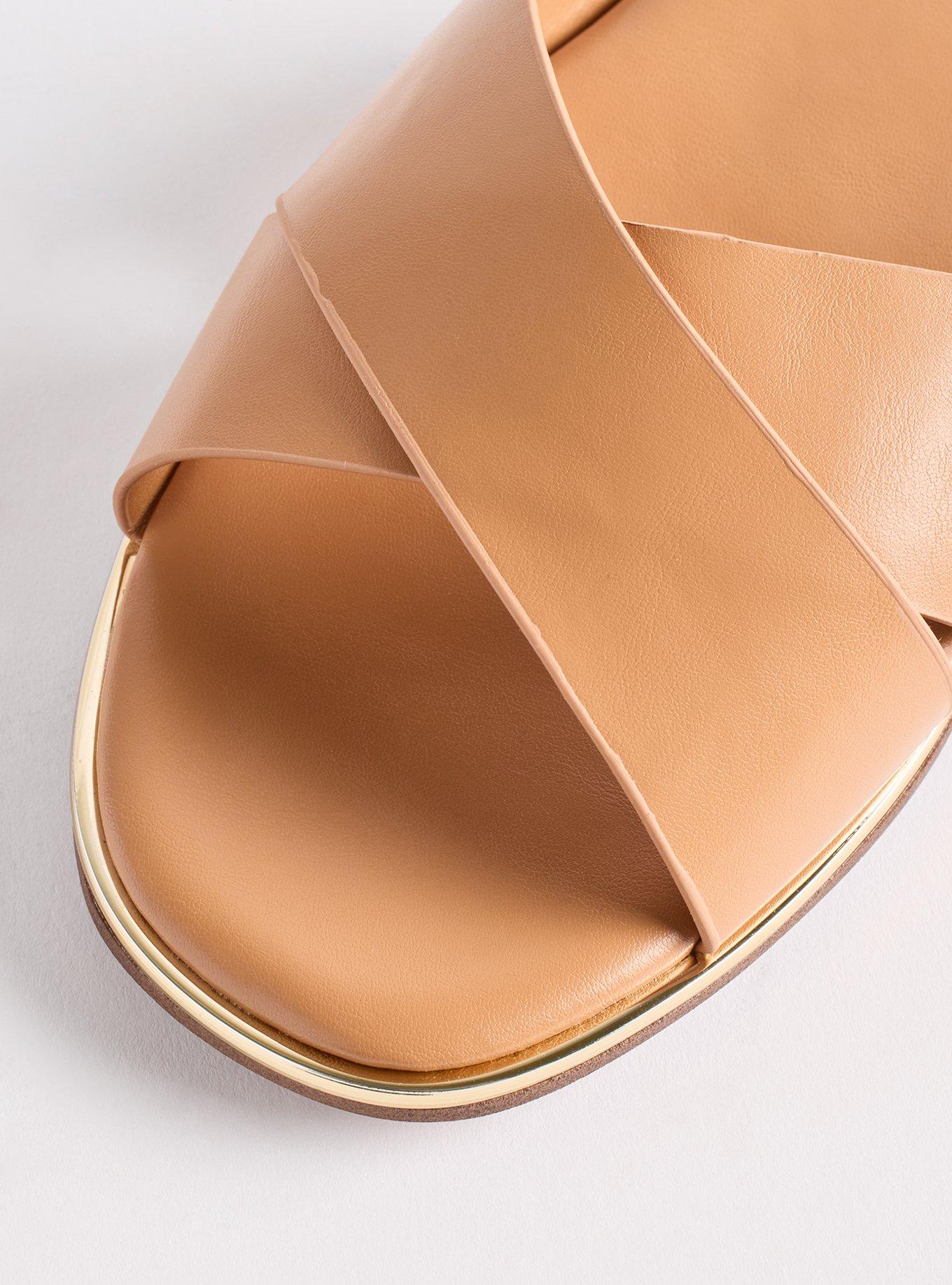 Criss-Cross Metal Trim Slide (WW), COGNAC, alternate