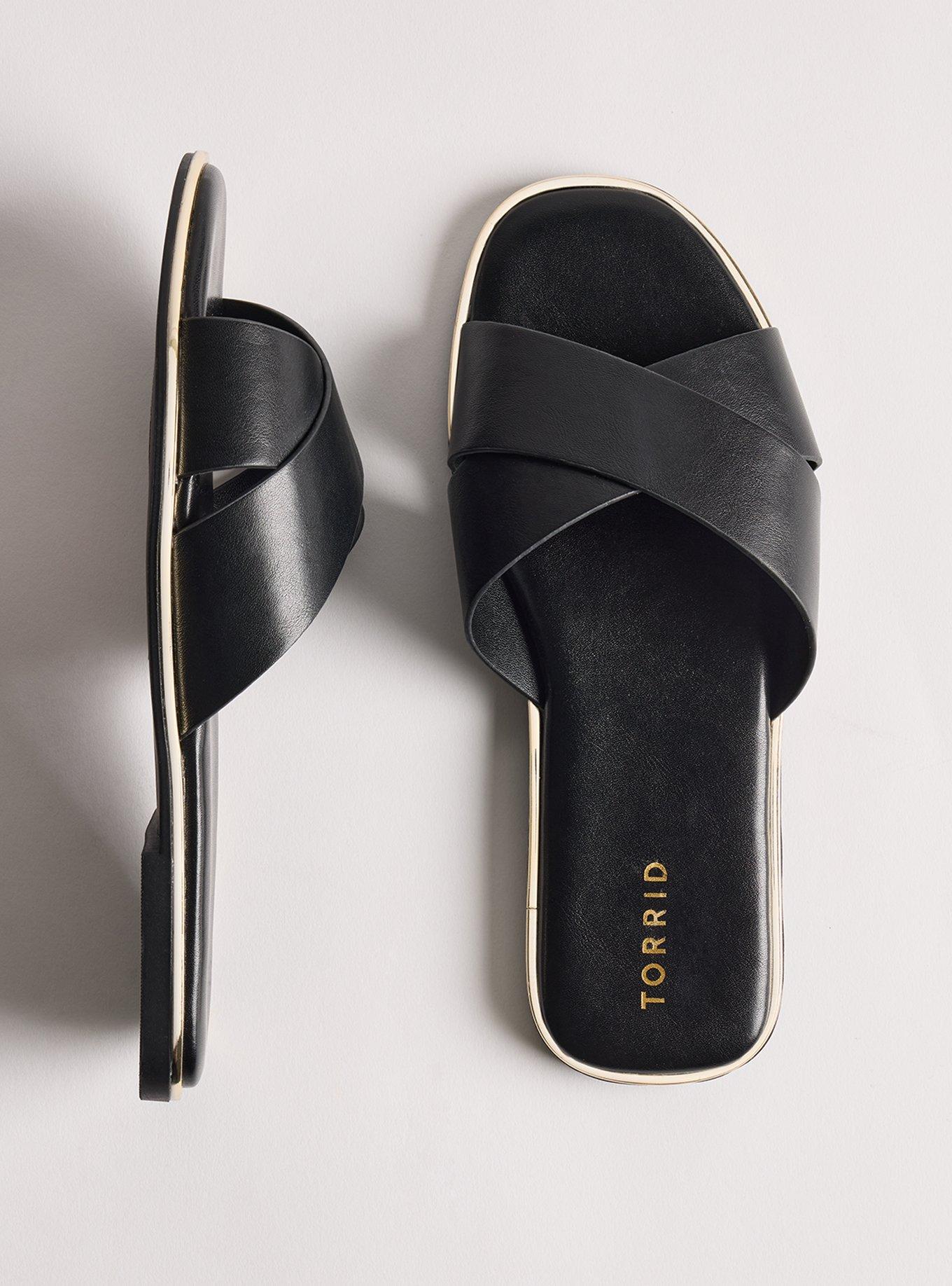 Criss-Cross Metal Trim Slide (WW), BLACK, hi-res