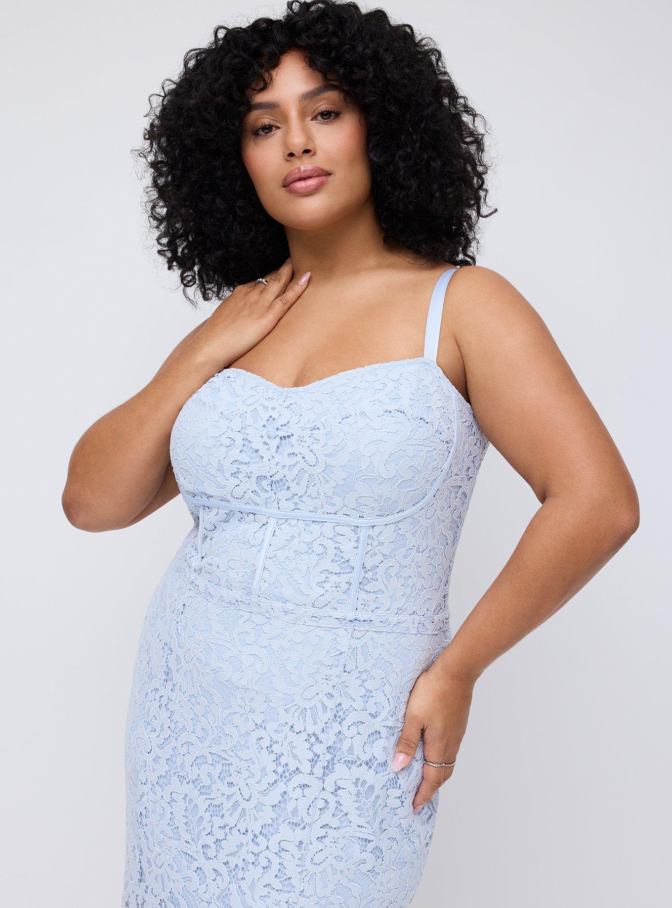 corset plus size formal dress Berylove Women Navy Corset Prom Dress With Slit Mermaid Plus Size Embroidered Beaded Elegant Party Dress With Lace Up Back, Navy / US24W