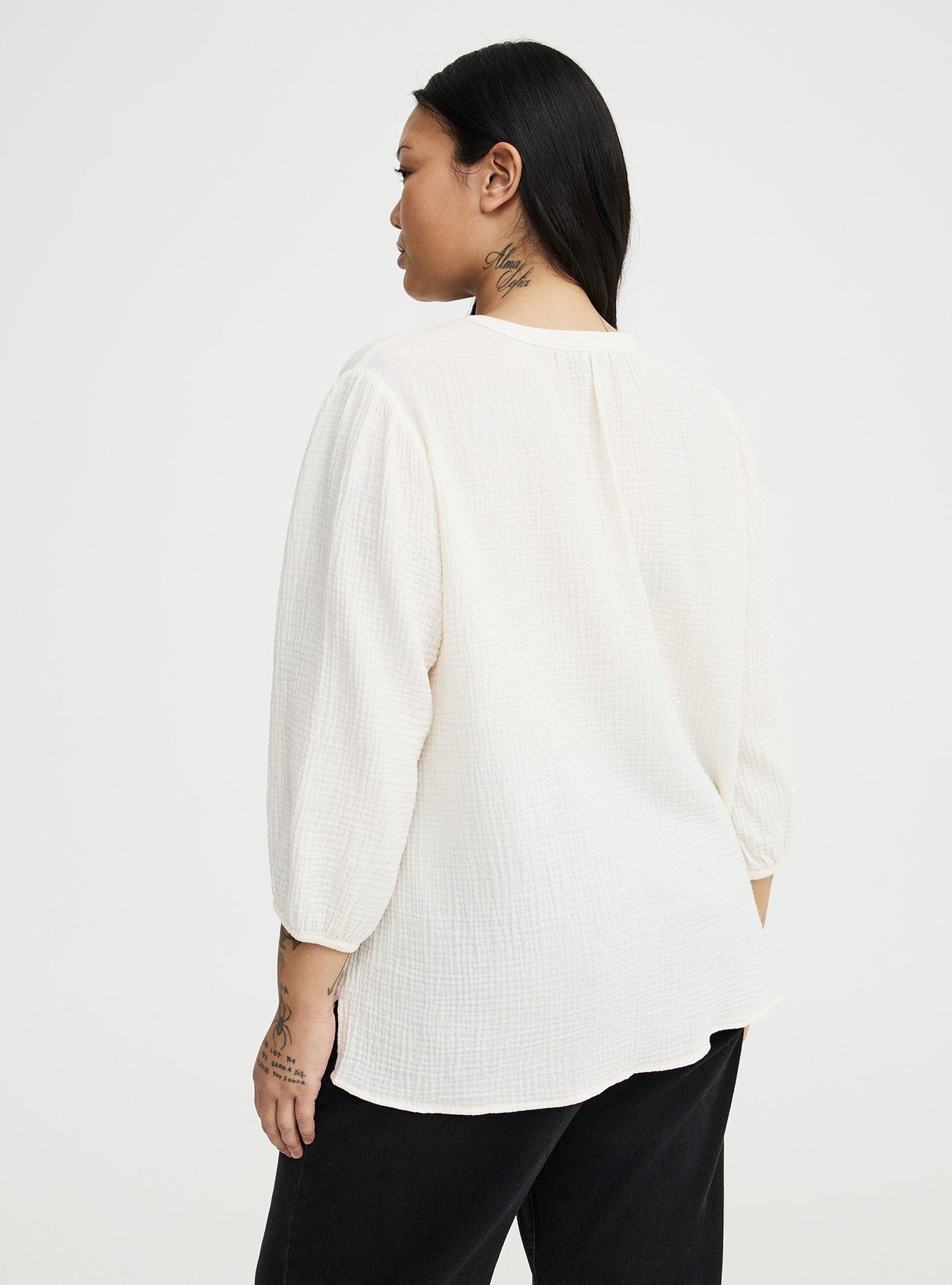 Gauze Popover Top, WHISPER WHITE, alternate
