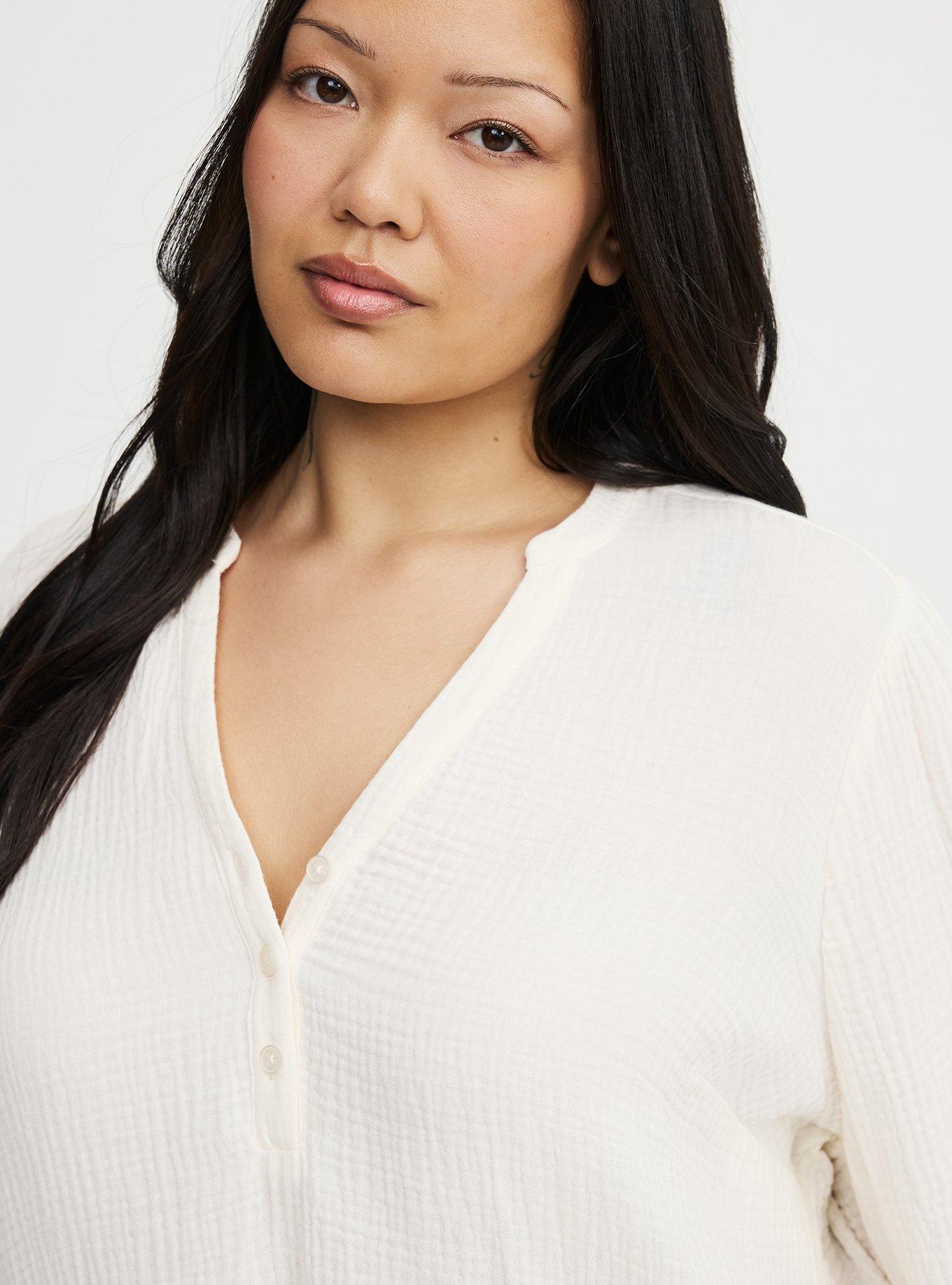 Gauze Popover Top, WHISPER WHITE, alternate