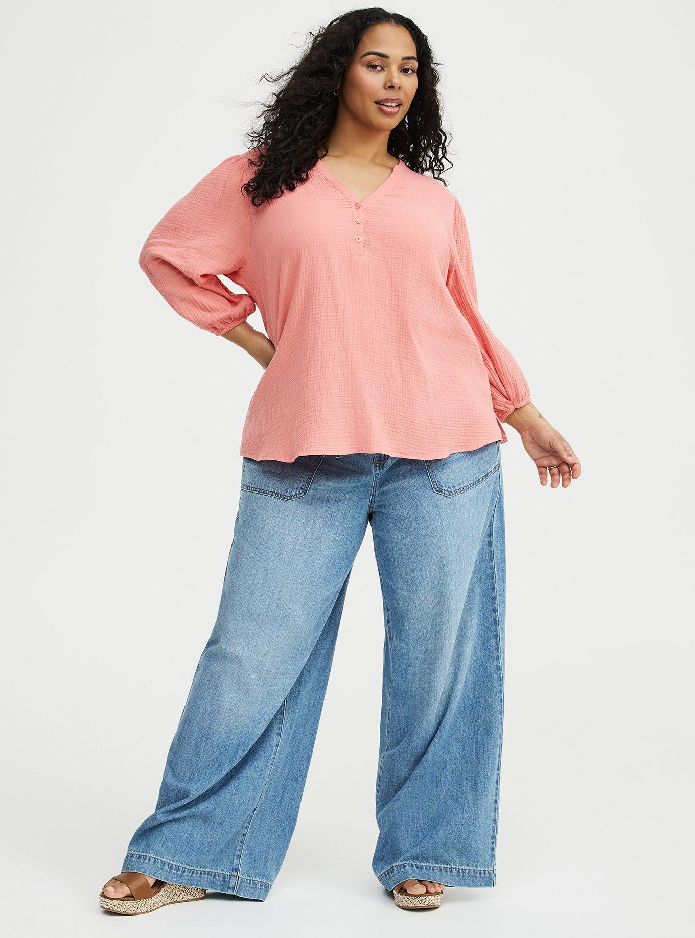 Gauze Popover Top, LANTANA, alternate