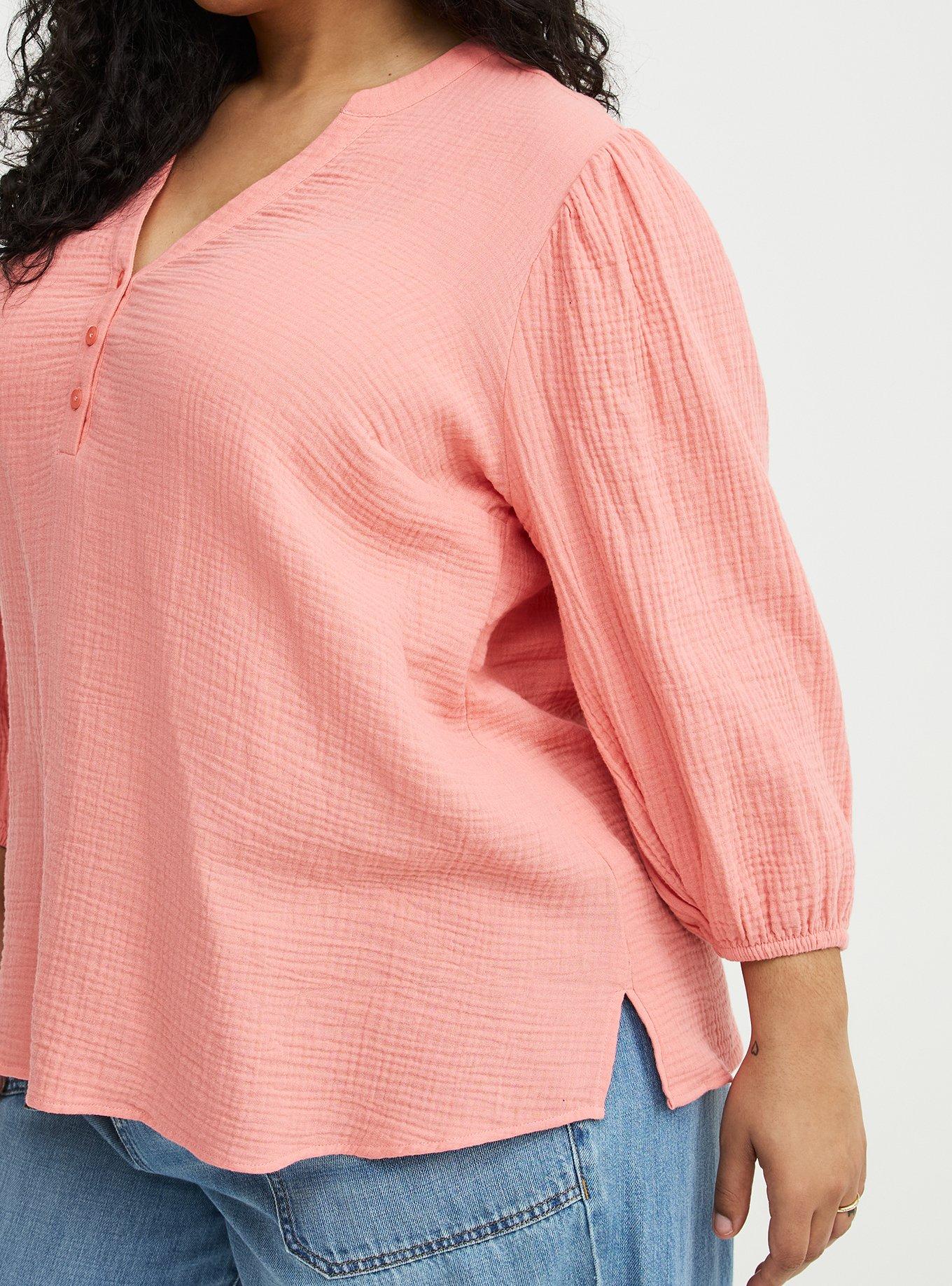Gauze Popover Top, LANTANA, alternate