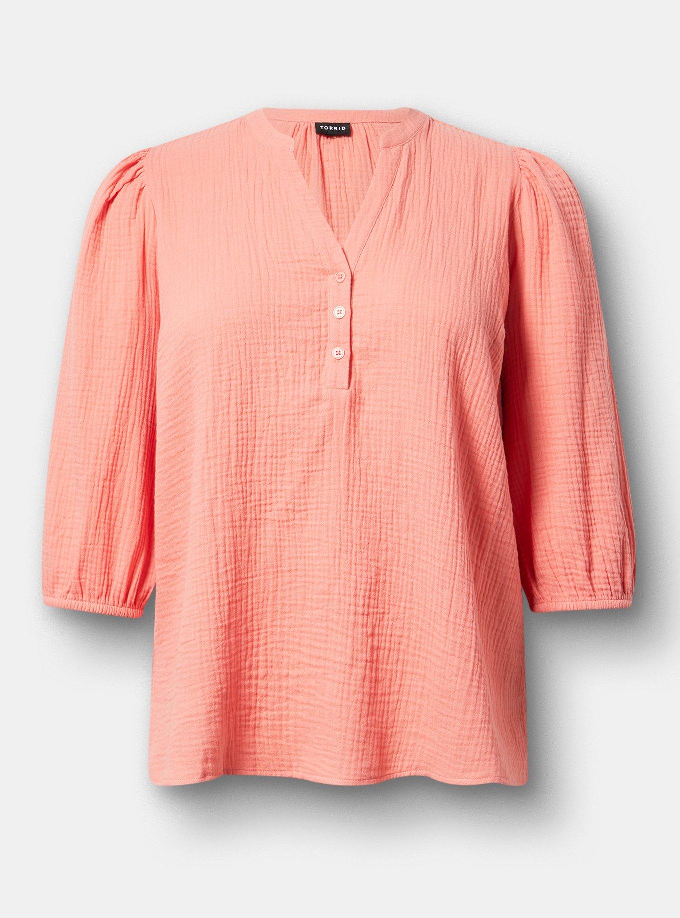 Gauze Popover Top, LANTANA, hi-res