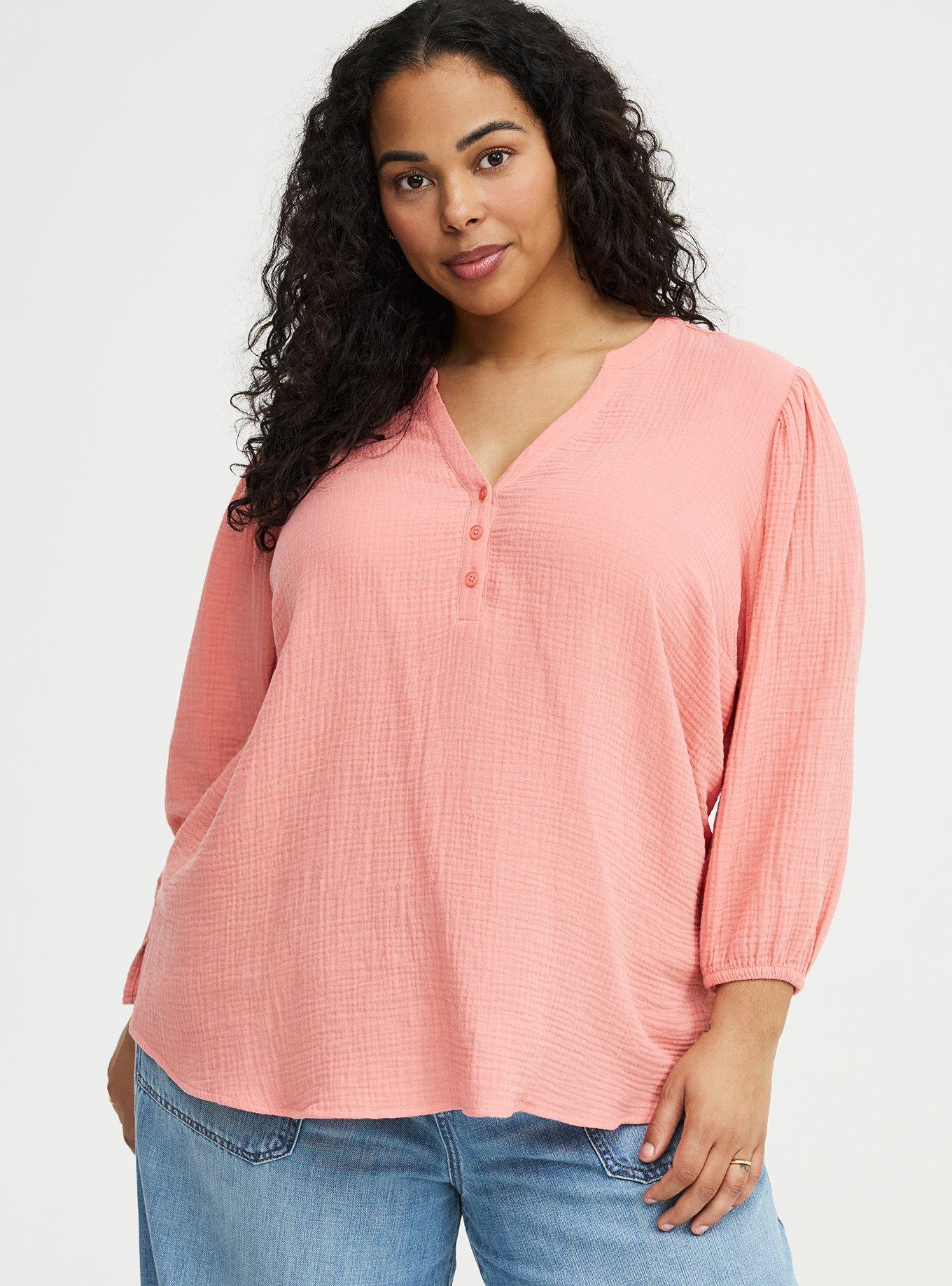 Gauze Popover Top, LANTANA, hi-res