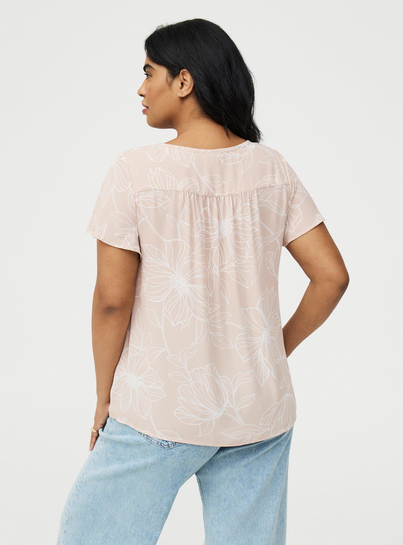Lattice Flutter Sleeve Top, BLUEPRINT FLORAL TAN, alternate