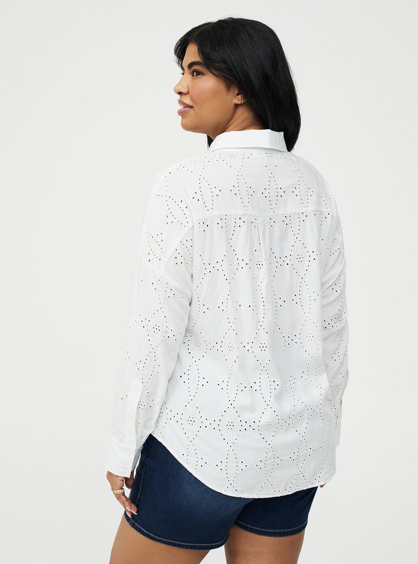 Drop Shoulder Eyelet Shirt, BLANC DE BLANC, alternate