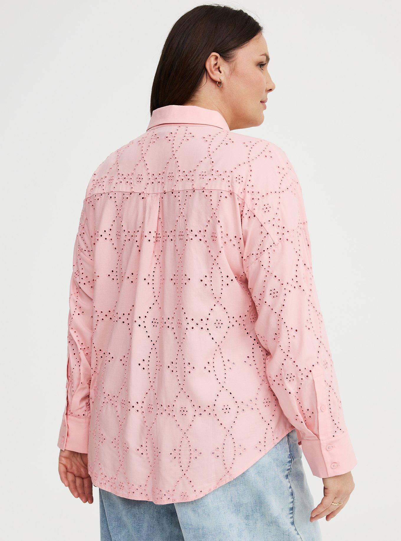 Drop Shoulder Eyelet Shirt, BLOSSOM, alternate