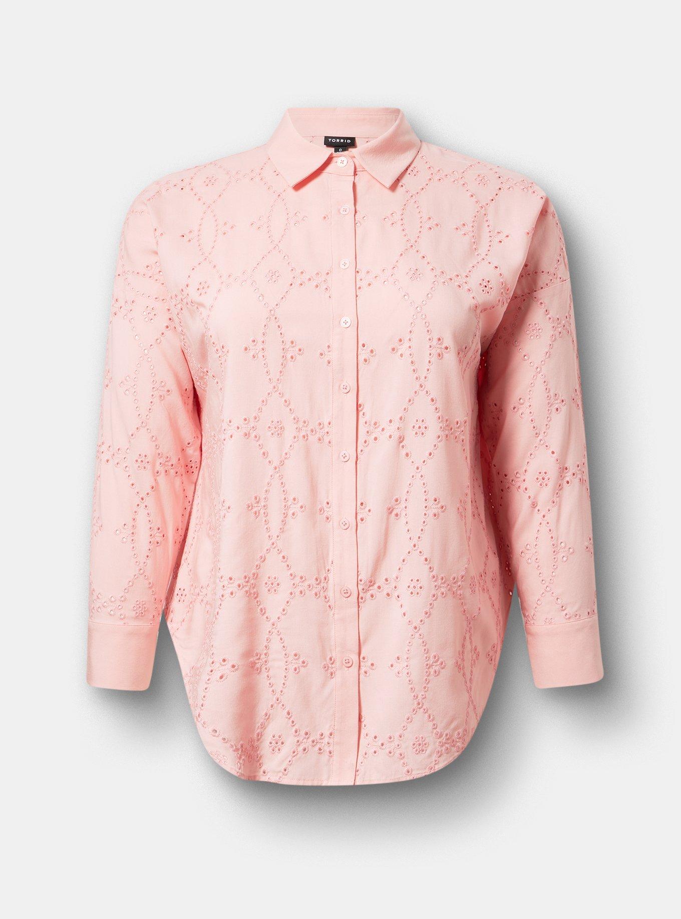 Drop Shoulder Eyelet Shirt, BLOSSOM, hi-res