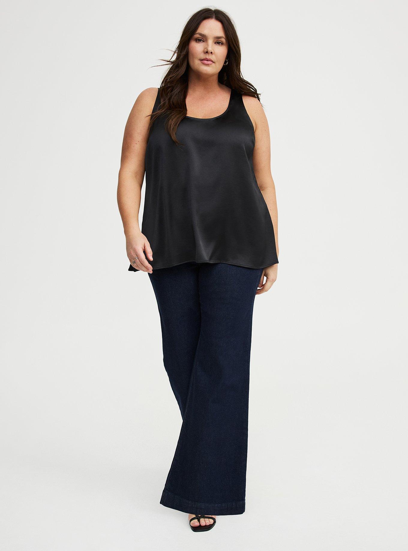 Satin Scoop Tank, DEEP BLACK, alternate