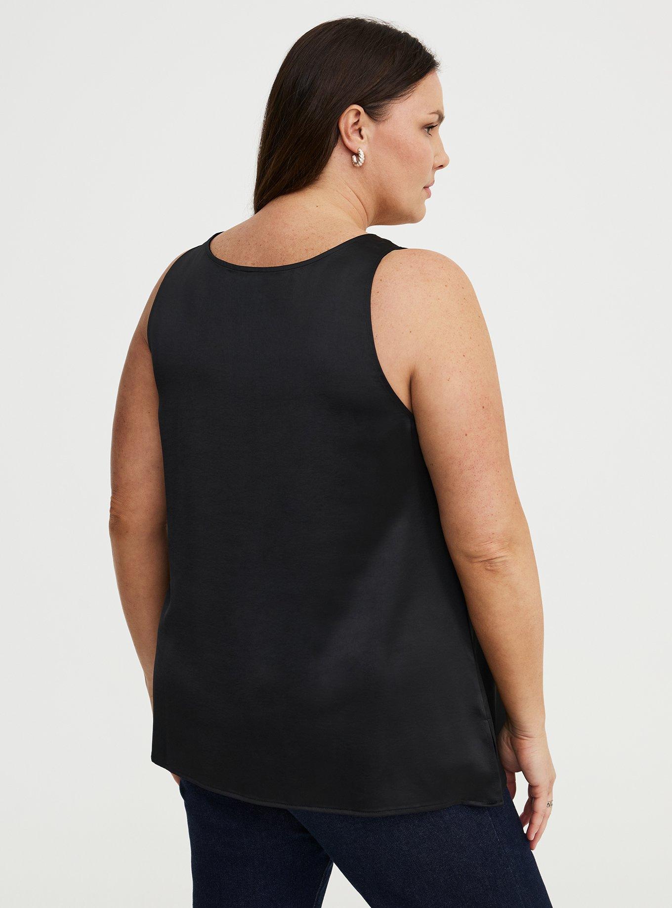 Satin Scoop Tank, DEEP BLACK, alternate