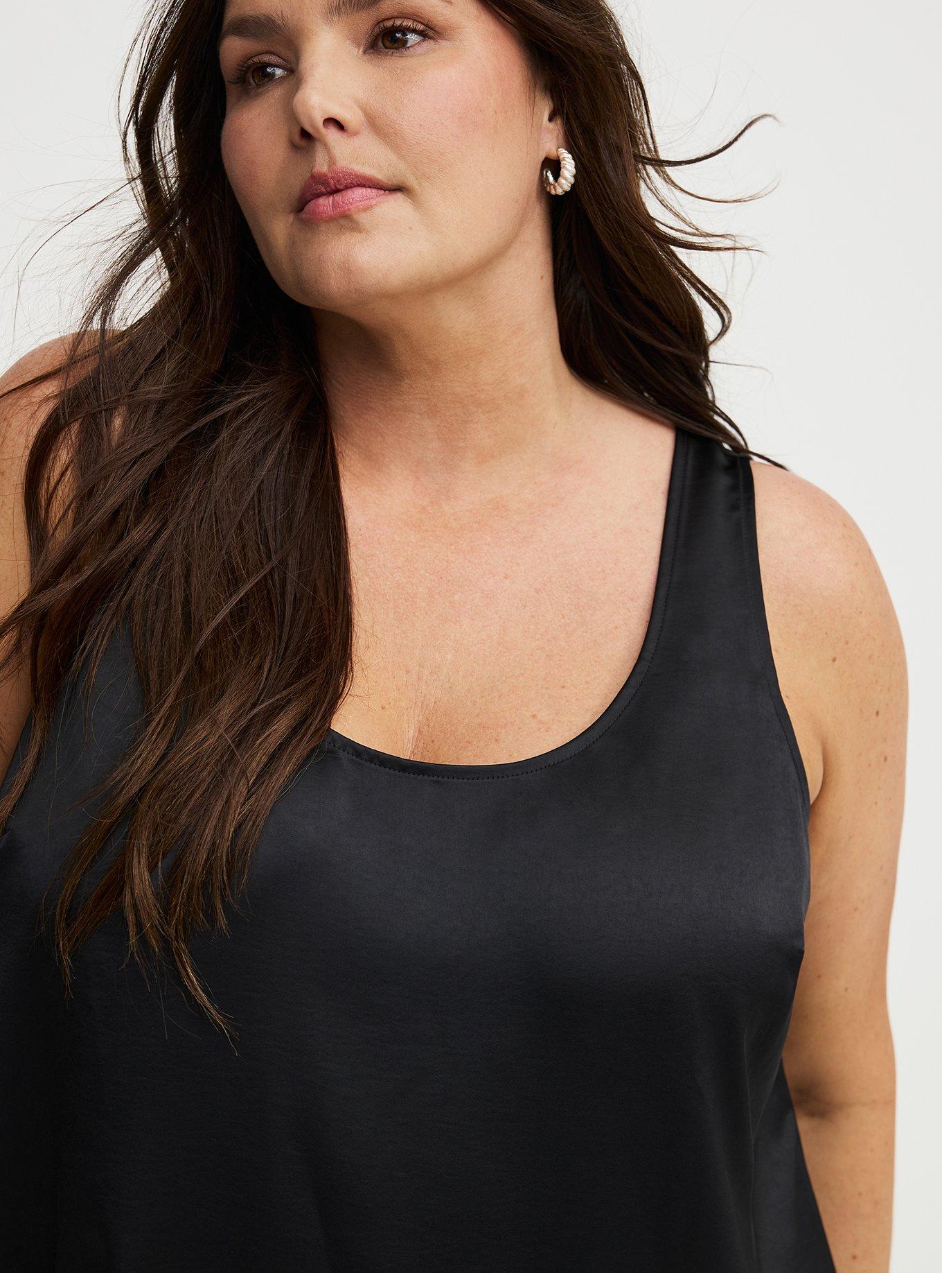 Satin Scoop Tank, DEEP BLACK, alternate