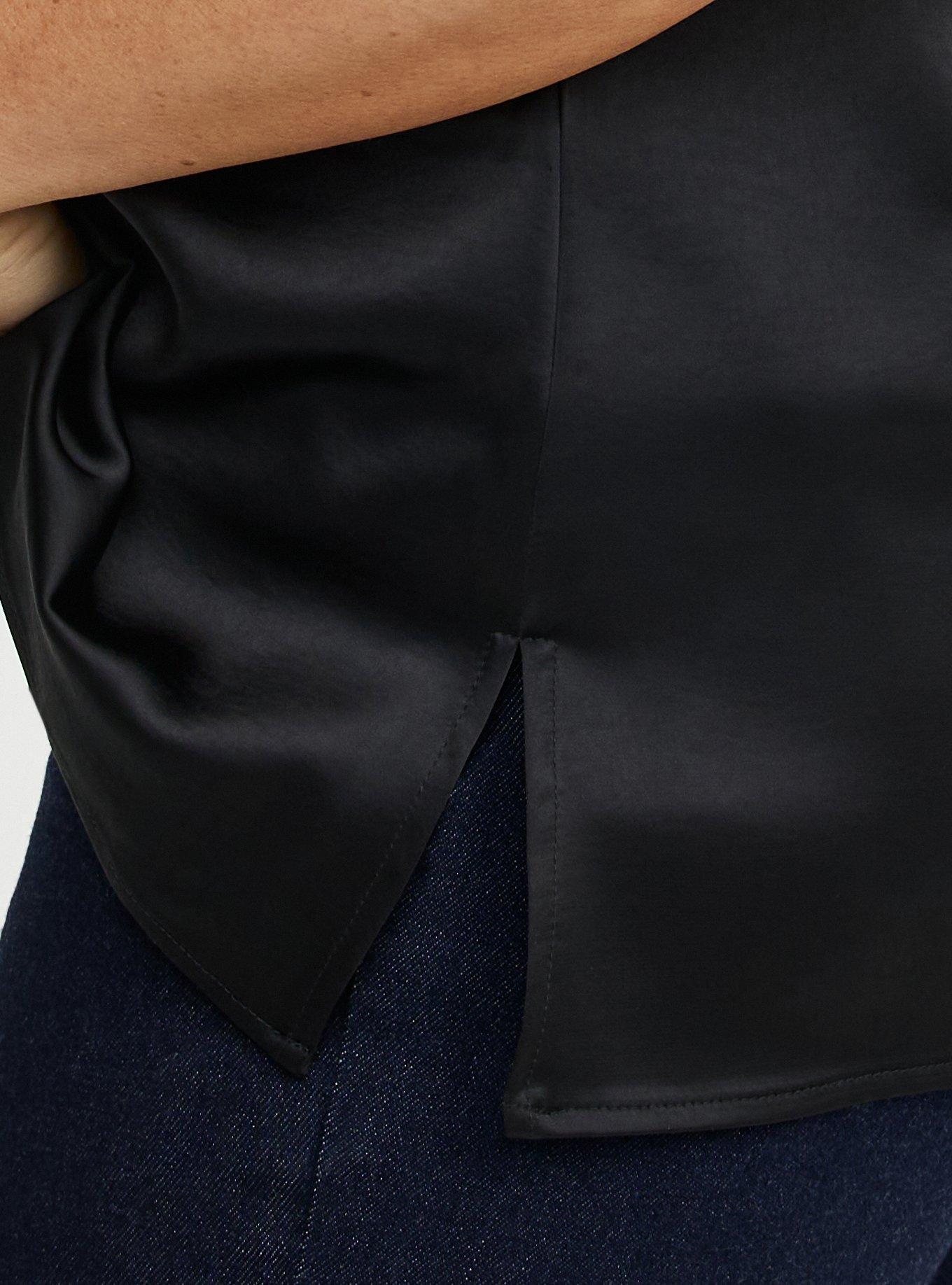 Satin Scoop Tank, DEEP BLACK, alternate