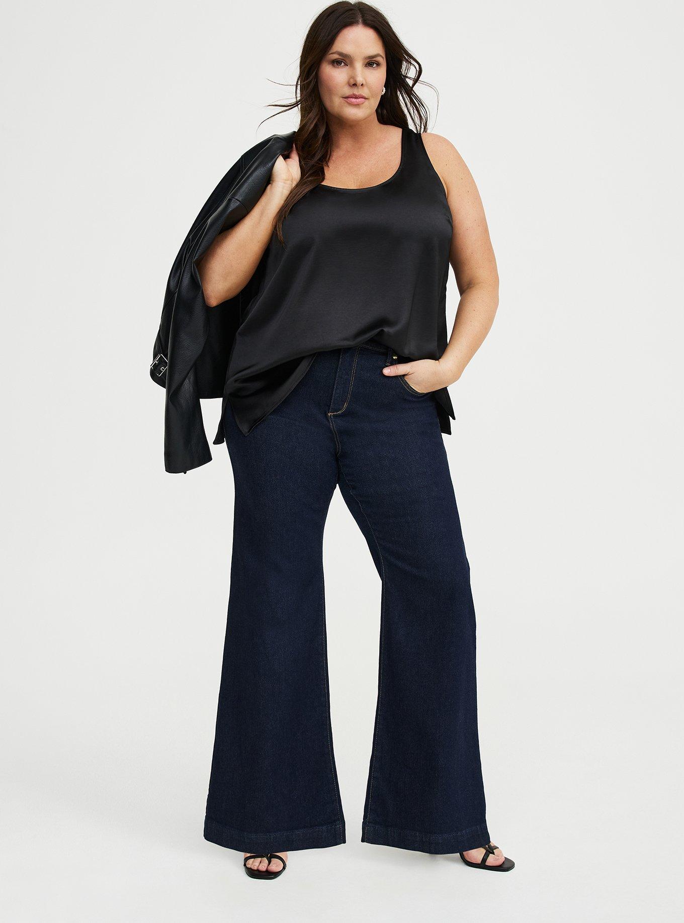 Satin Scoop Tank, DEEP BLACK, alternate