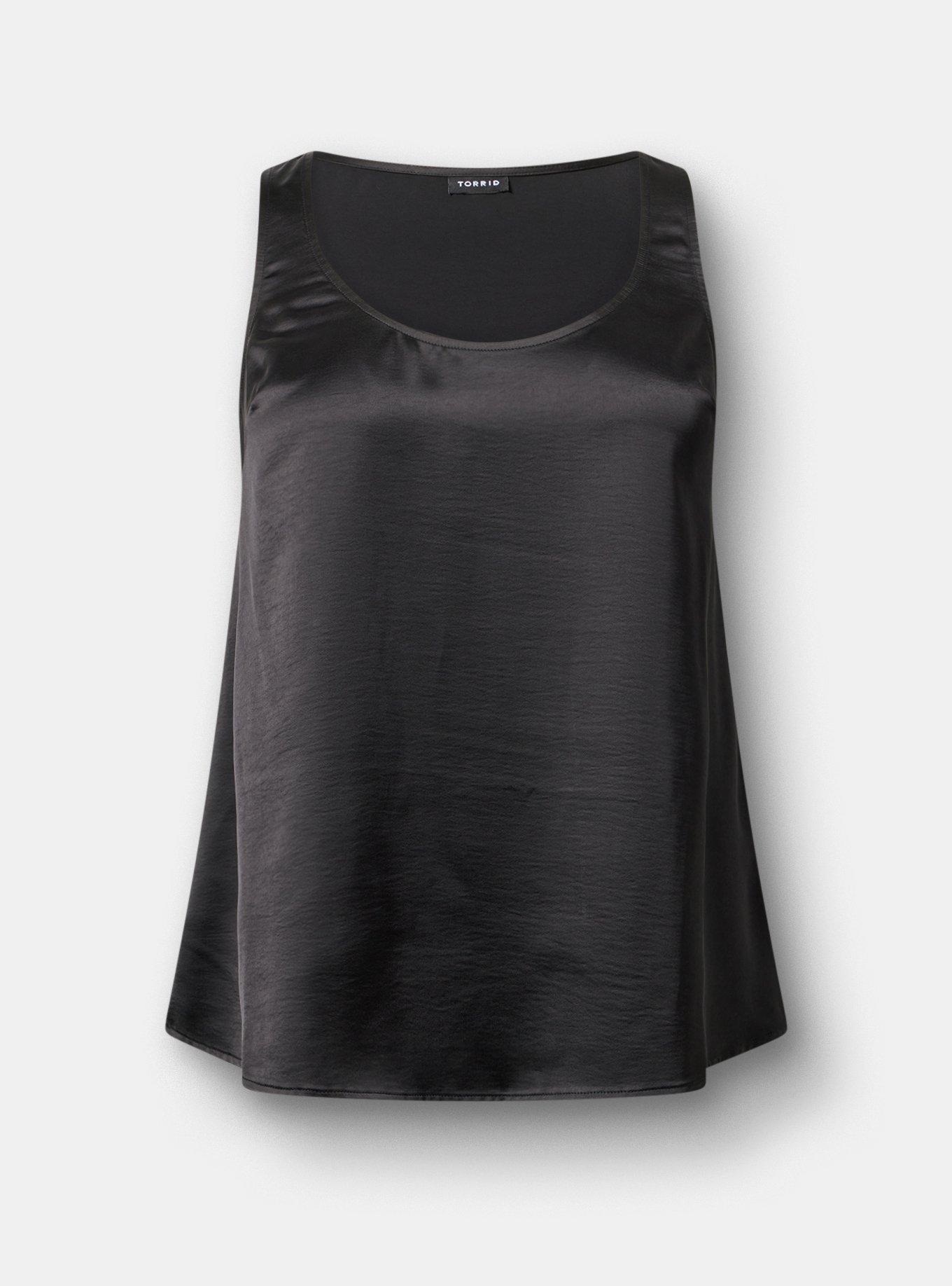 Satin Scoop Tank, DEEP BLACK, hi-res