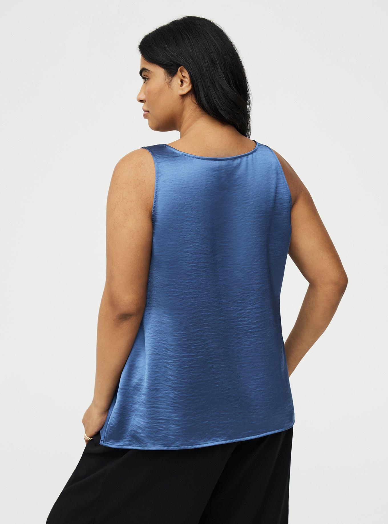 Satin Scoop Tank, BLUE HORIZON, alternate