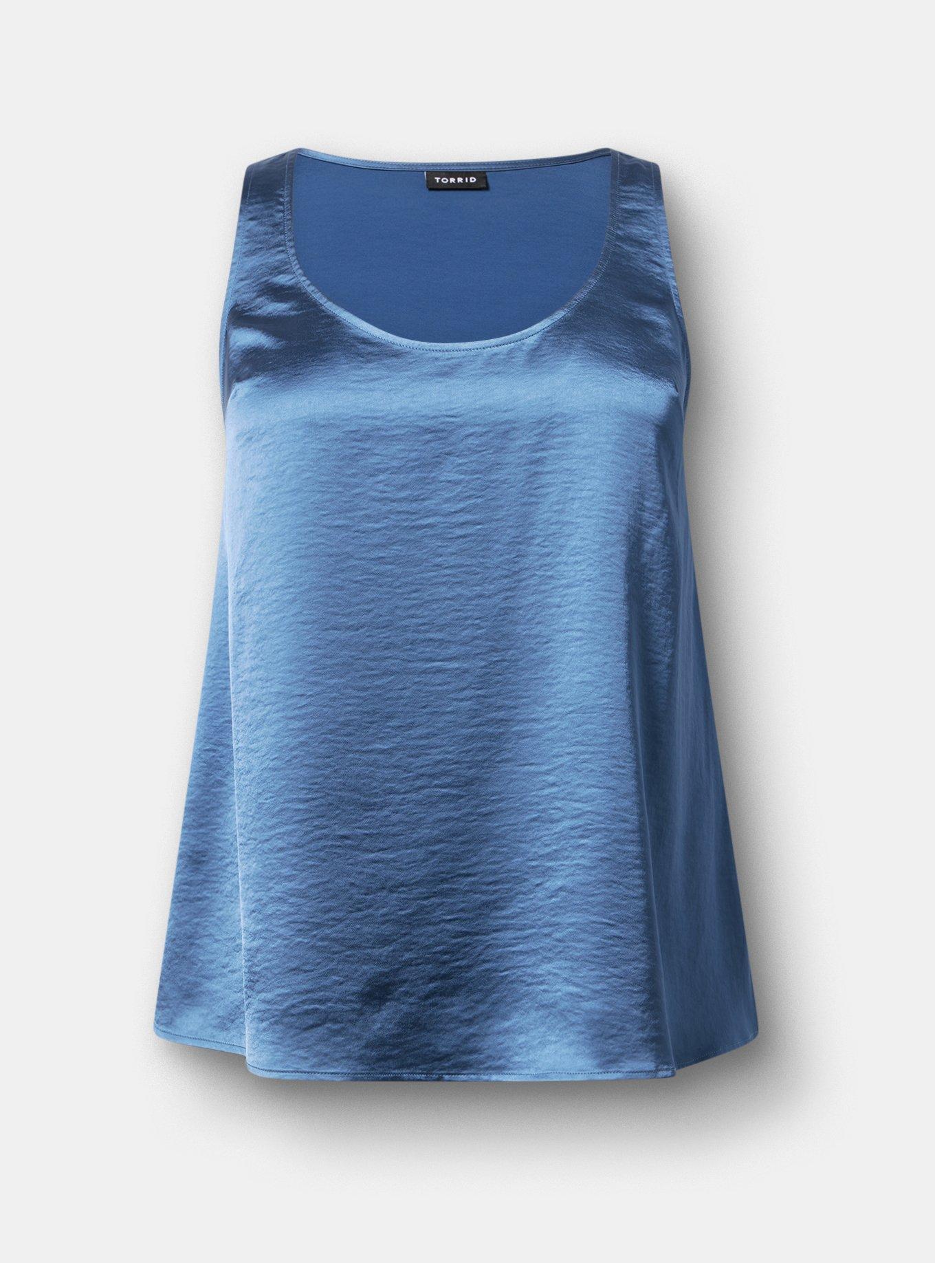 Satin Scoop Tank, BLUE HORIZON, hi-res