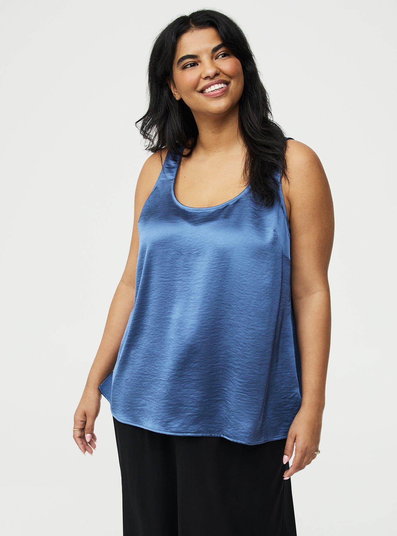 Satin Scoop Tank, BLUE HORIZON, hi-res