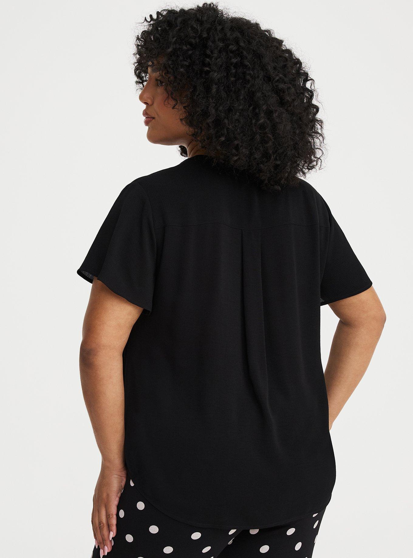 Harper Crinkle Gauze Pullover Top, DEEP BLACK, alternate