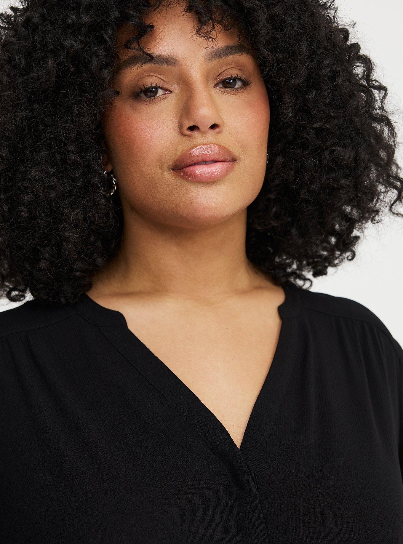 Harper Crinkle Gauze Pullover Top, DEEP BLACK, alternate