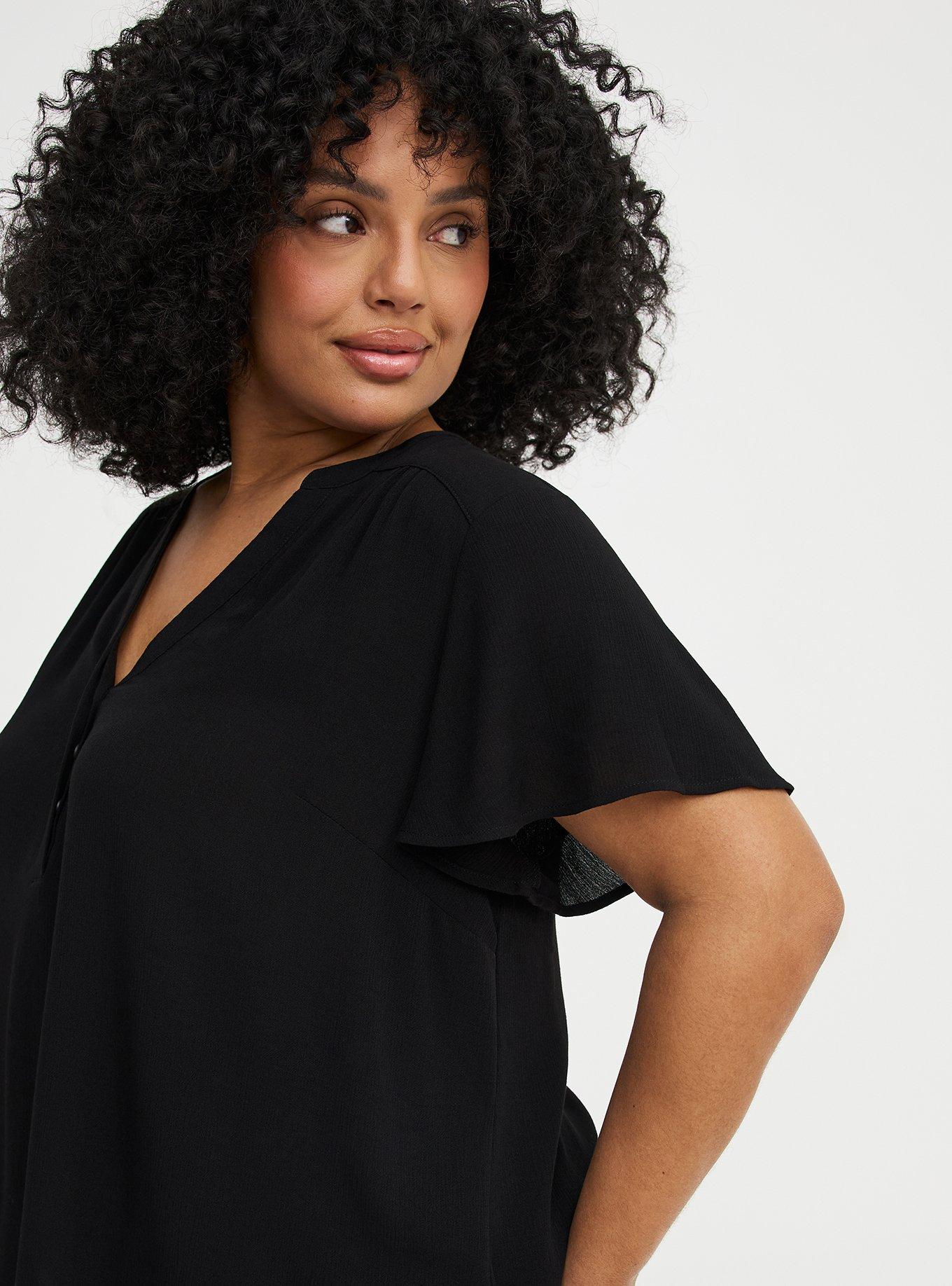 Harper Crinkle Gauze Pullover Top, DEEP BLACK, alternate