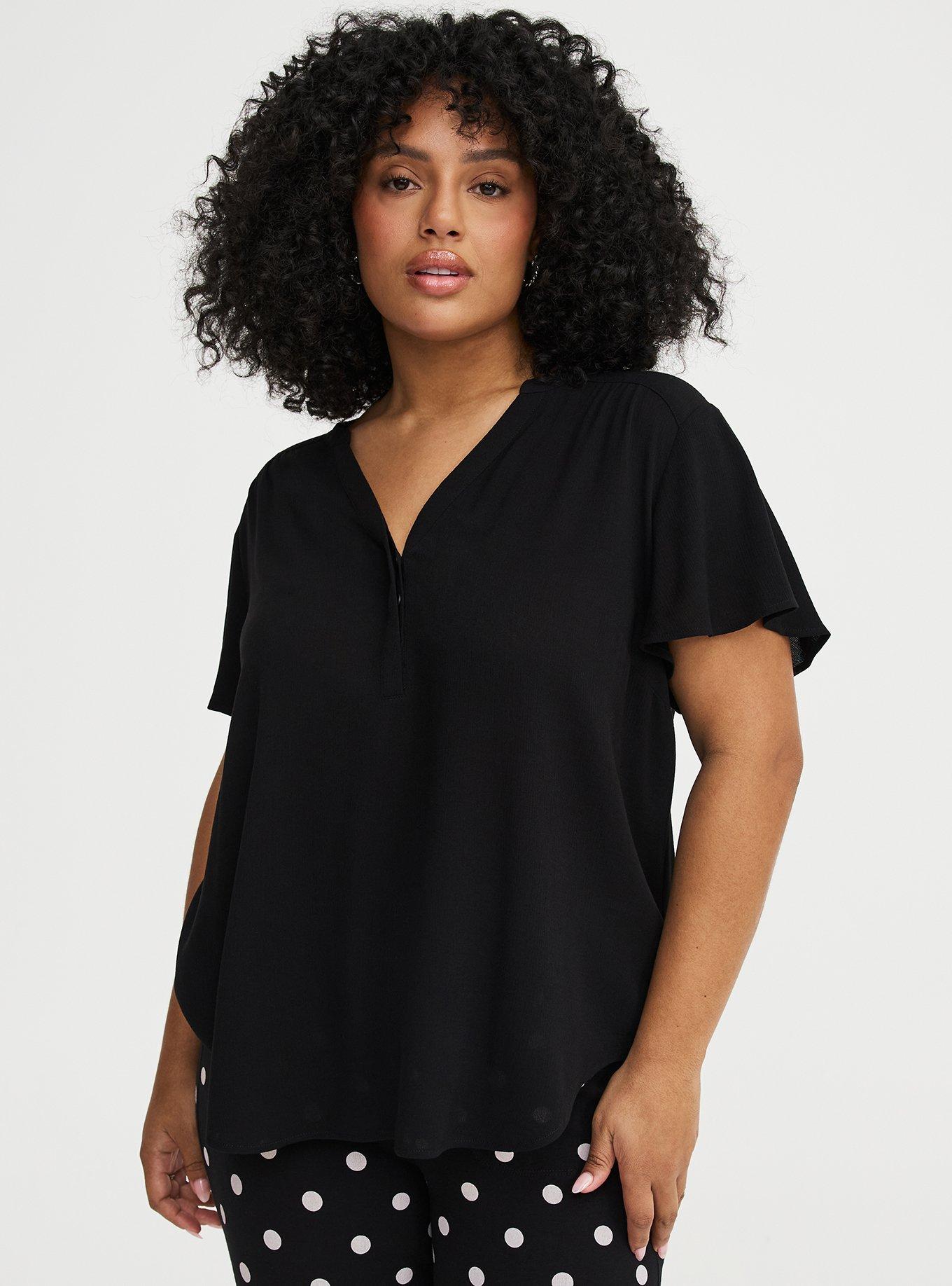 Harper Crinkle Gauze Pullover Top, DEEP BLACK, hi-res