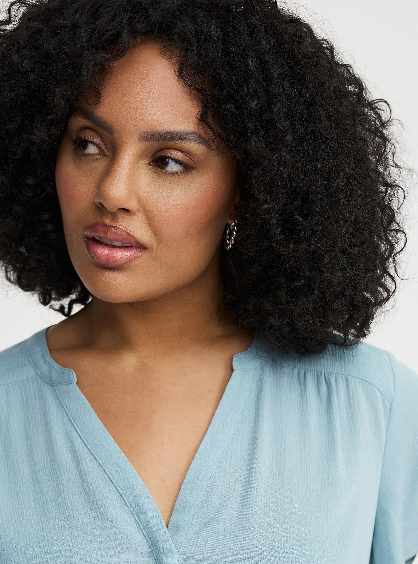 Harper Crinkle Gauze Pullover Top, STONE BLUE, alternate