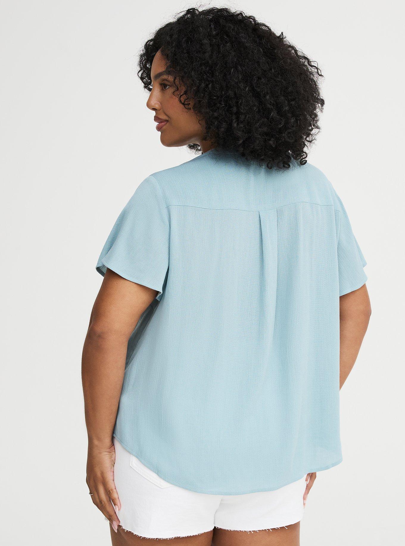 Harper Crinkle Gauze Pullover Top, STONE BLUE, alternate