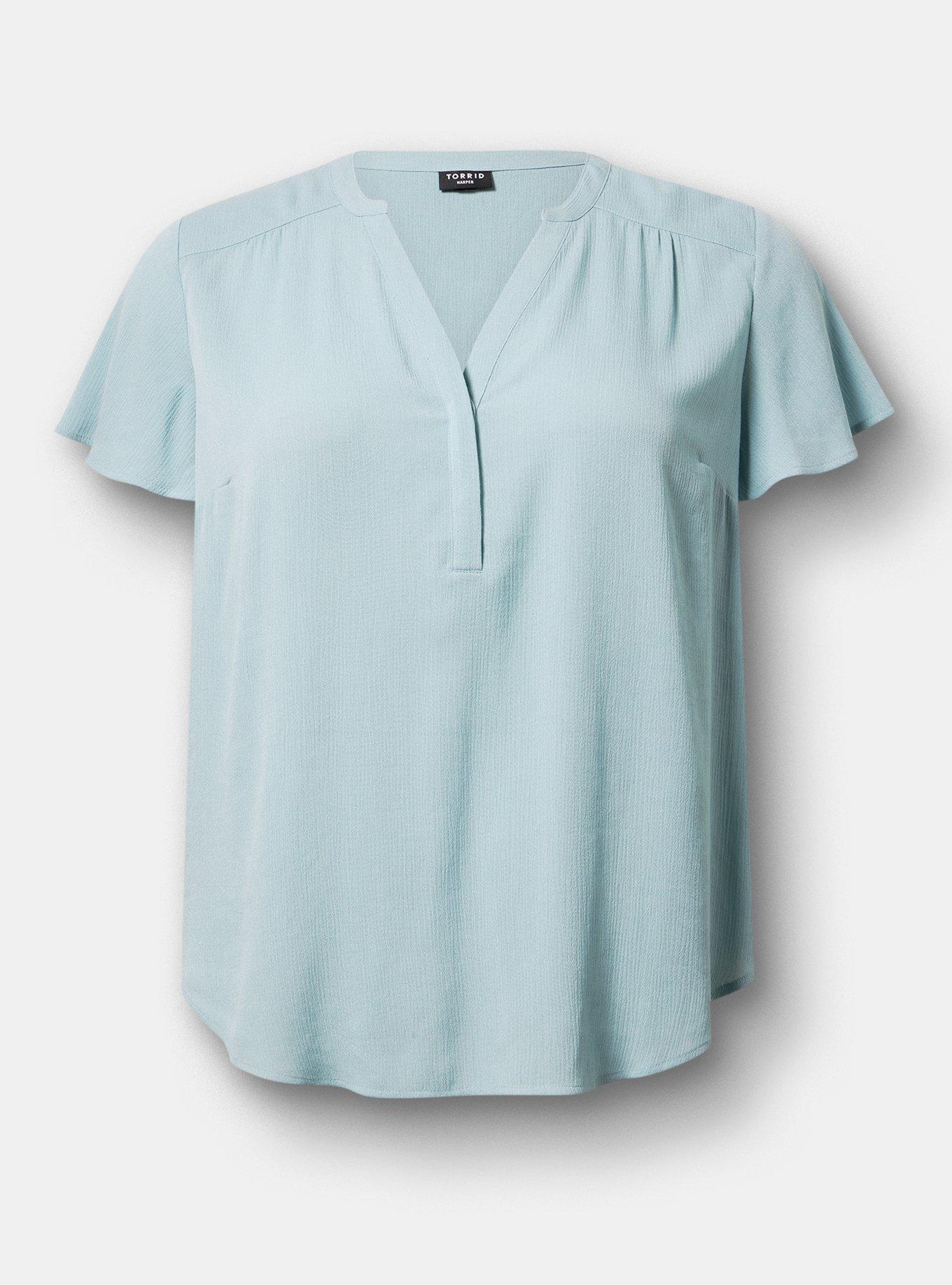 Harper Crinkle Gauze Pullover Top, STONE BLUE, hi-res