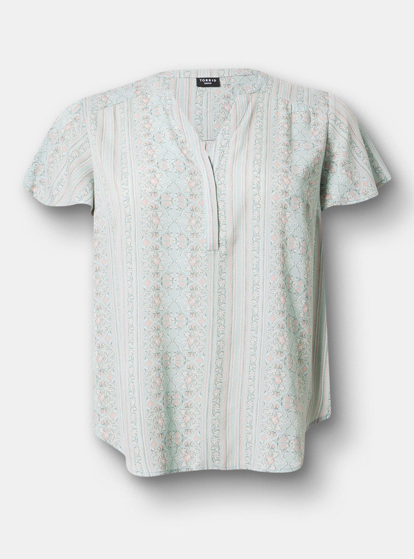 Harper Crinkle Gauze Pullover Top, JASMINE BORDER MINT, hi-res