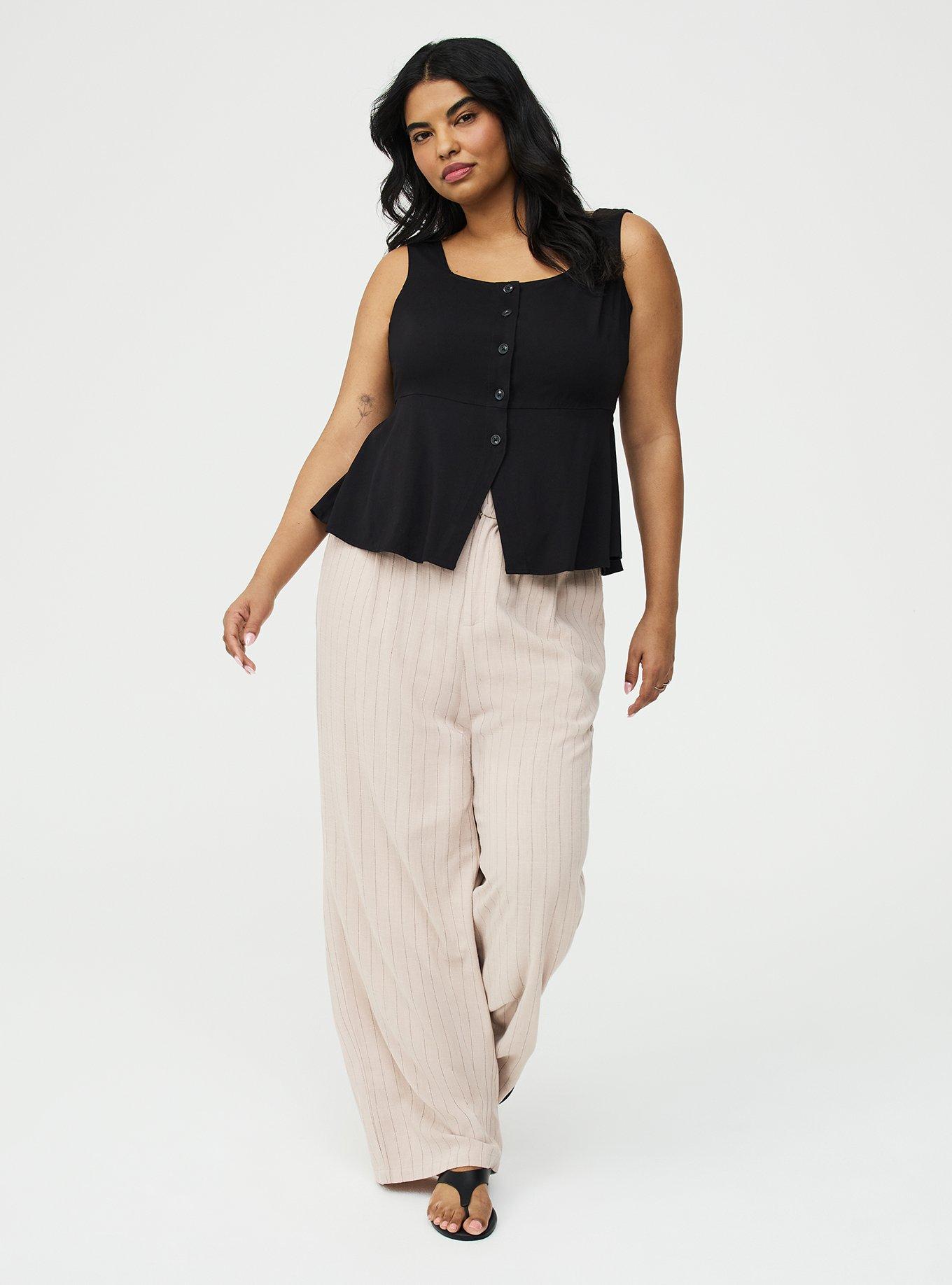 Button Front Peplum Tank, DEEP BLACK, alternate