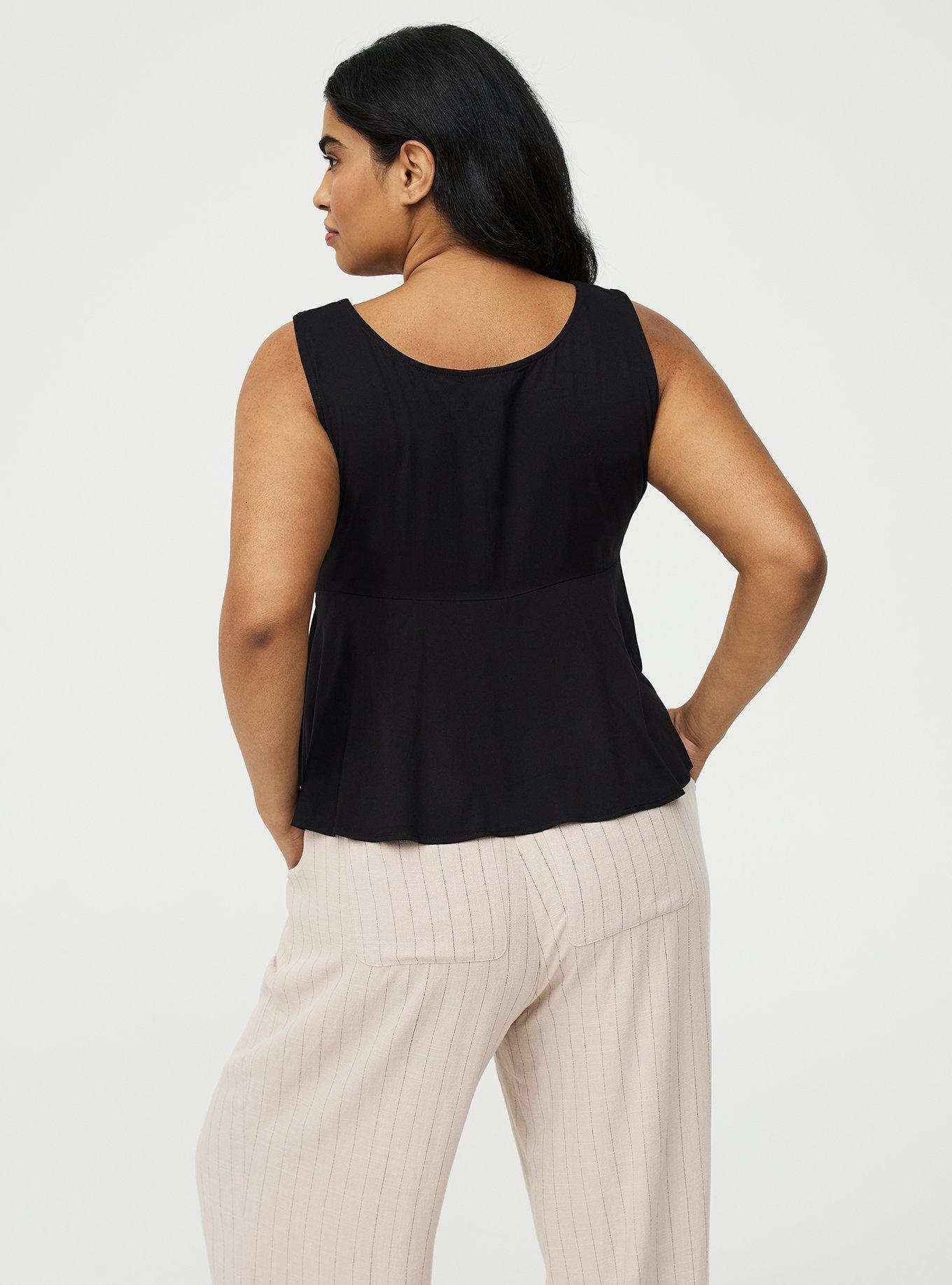 Button Front Peplum Tank, DEEP BLACK, alternate