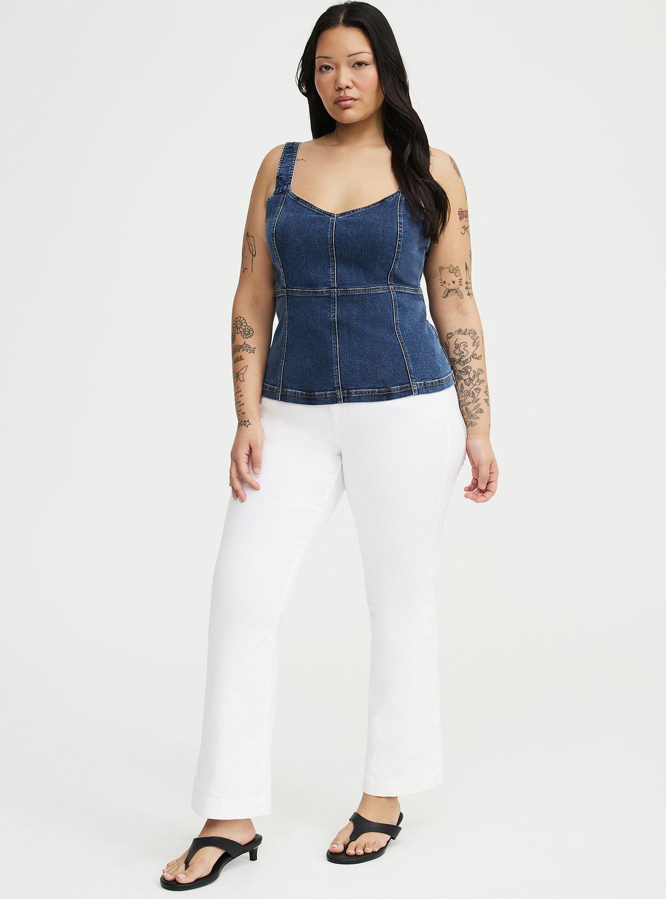 Denim Corset Top, MEDIUM WASH, alternate