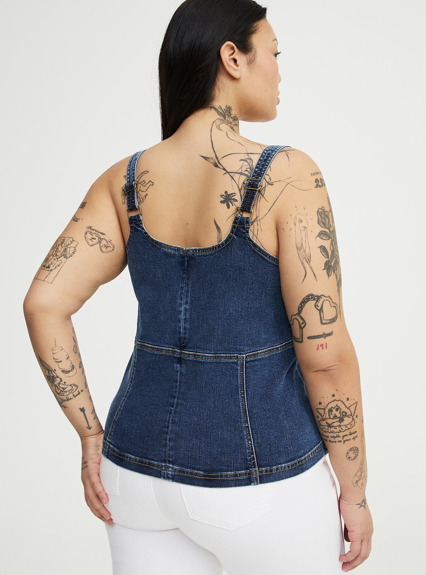 Denim Corset Top, MEDIUM WASH, alternate