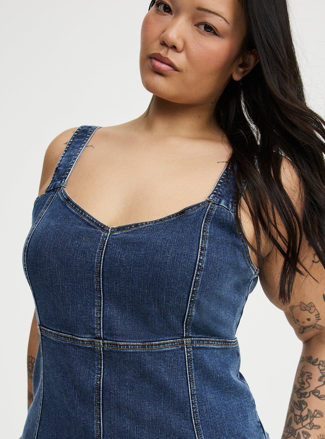 Denim Corset Top, MEDIUM WASH, alternate