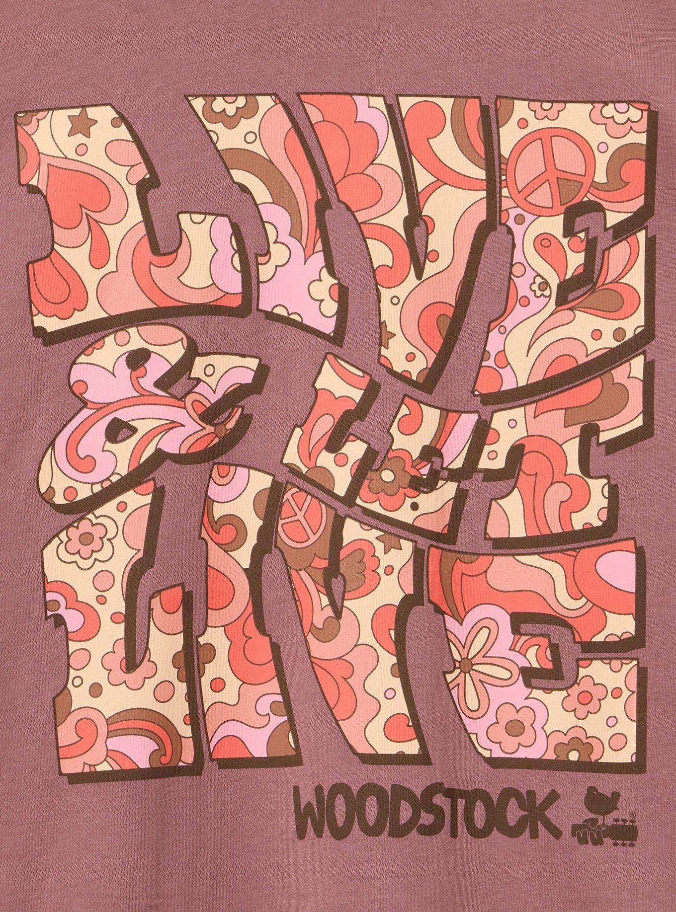 Woodstock Relaxed Cotton Crew Tee, WOODSTOCK LET LIVE ROSE TAUPE, alternate