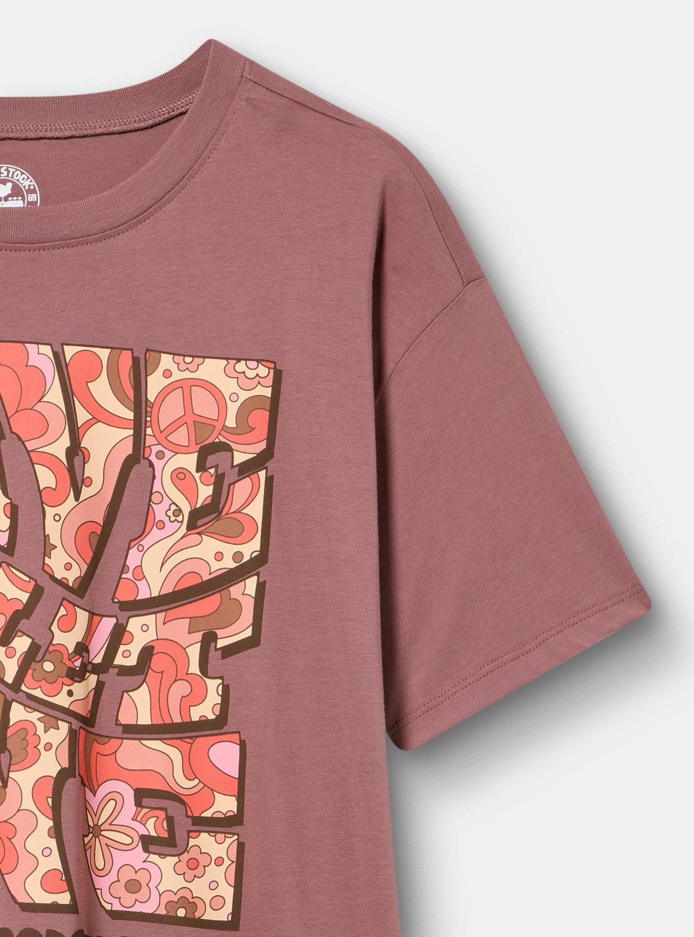Woodstock Relaxed Cotton Crew Tee, WOODSTOCK LET LIVE ROSE TAUPE, alternate