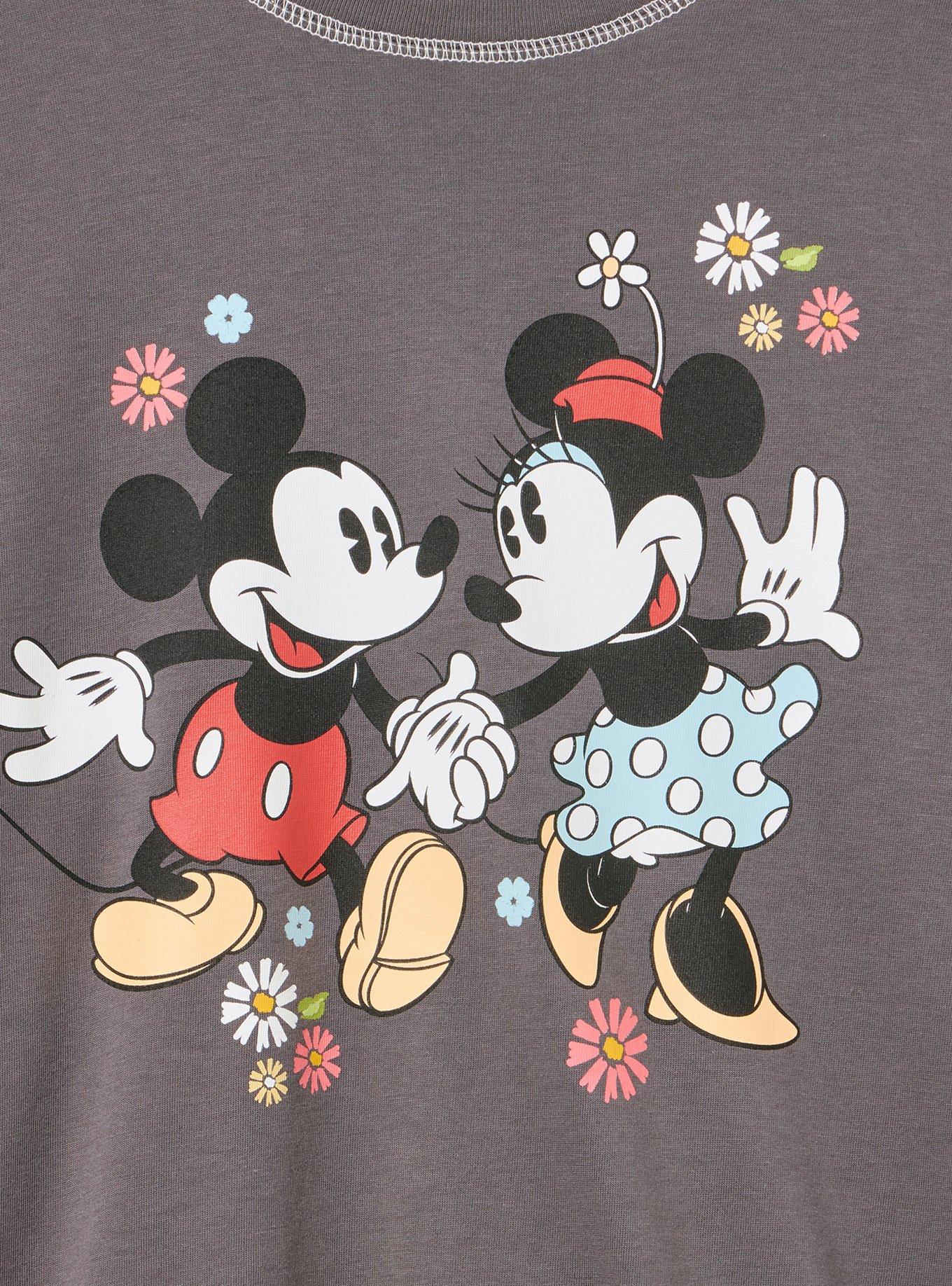 Disney Mickey Mouse Slim Seam Cotton Tee, MICKEY AND MINNIE FLORAL TORNADO, alternate
