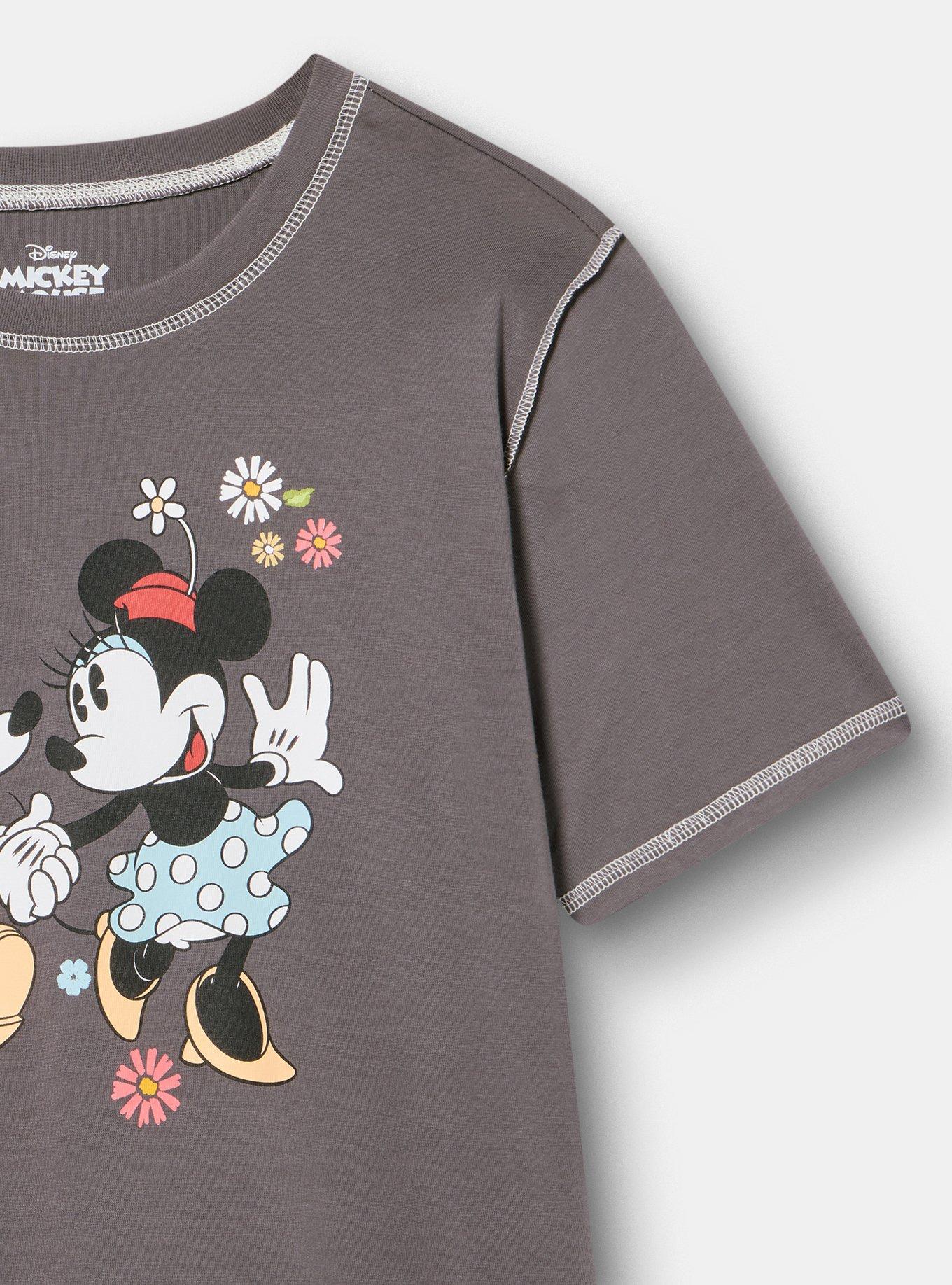 Disney Mickey Mouse Slim Seam Cotton Tee, MICKEY AND MINNIE FLORAL TORNADO, alternate