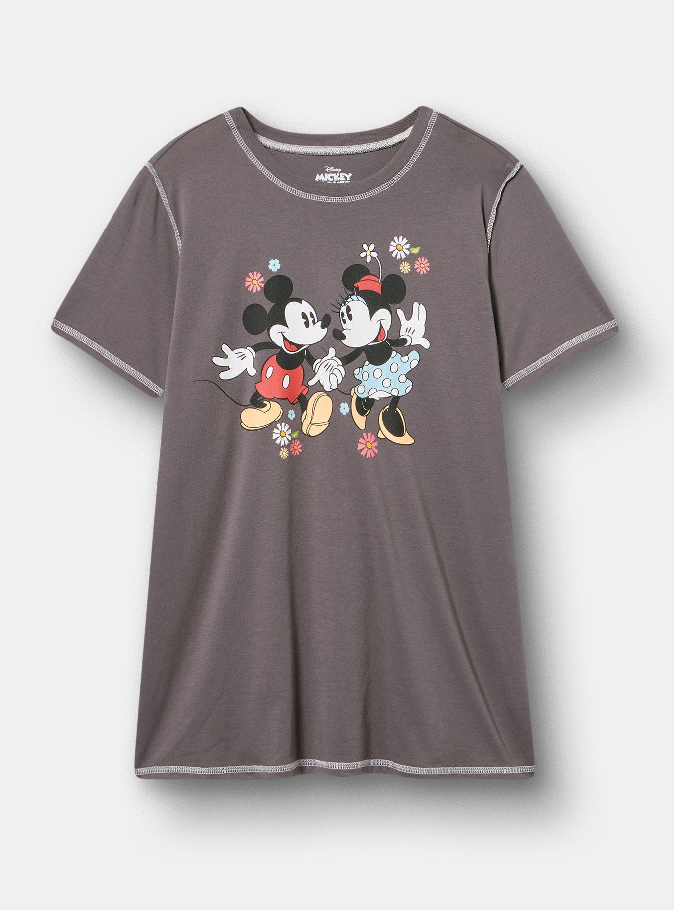 Disney Mickey Mouse Slim Seam Cotton Tee, MICKEY AND MINNIE FLORAL TORNADO, hi-res